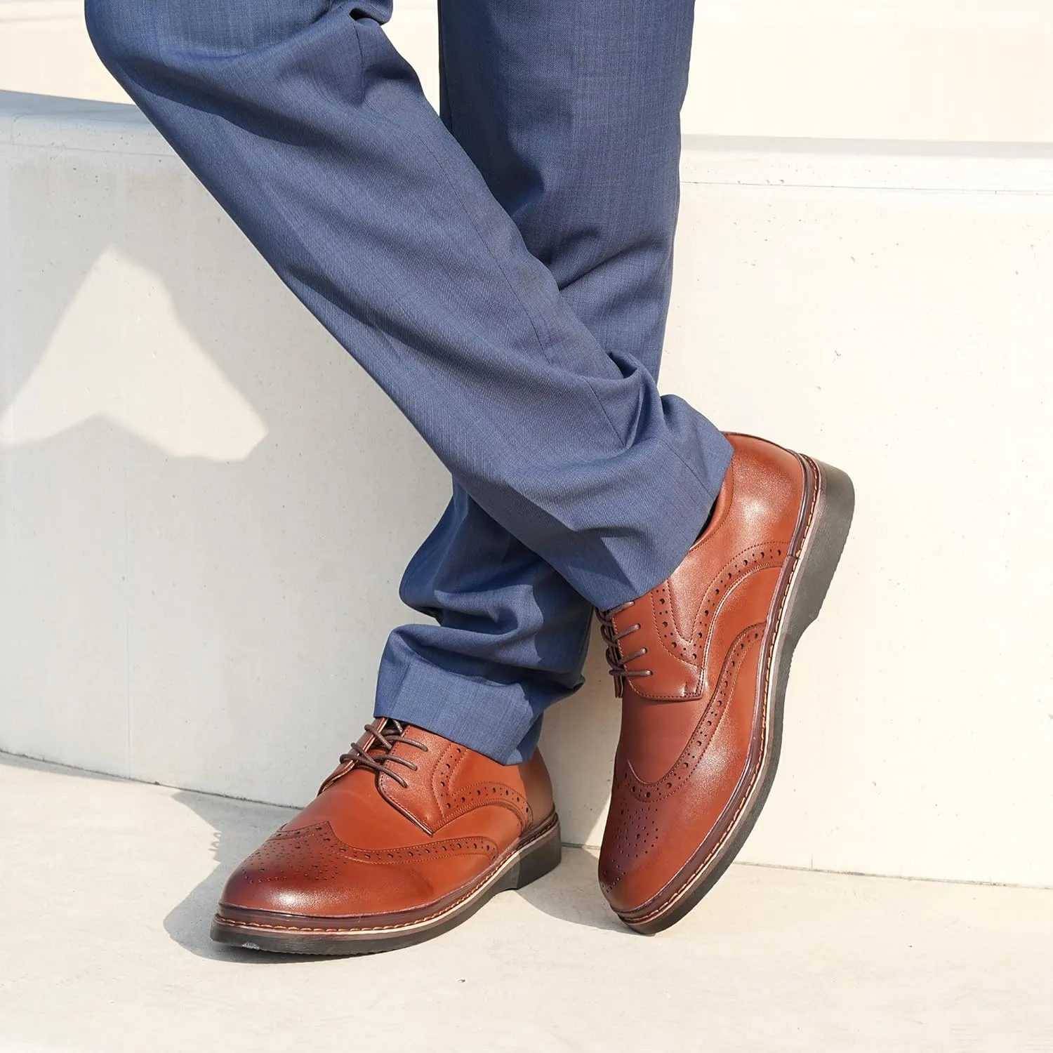 Hawkwell Men's Plus Size Wingtip Brogue Oxfords Dress Shoes US Size 13 14 15 16 17