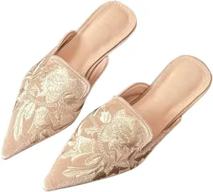 Hee grand Women Mules Closed Pointed Toe Tassel Flat Mules Casual Outdoor Slippers Slip On Backless Loafers
