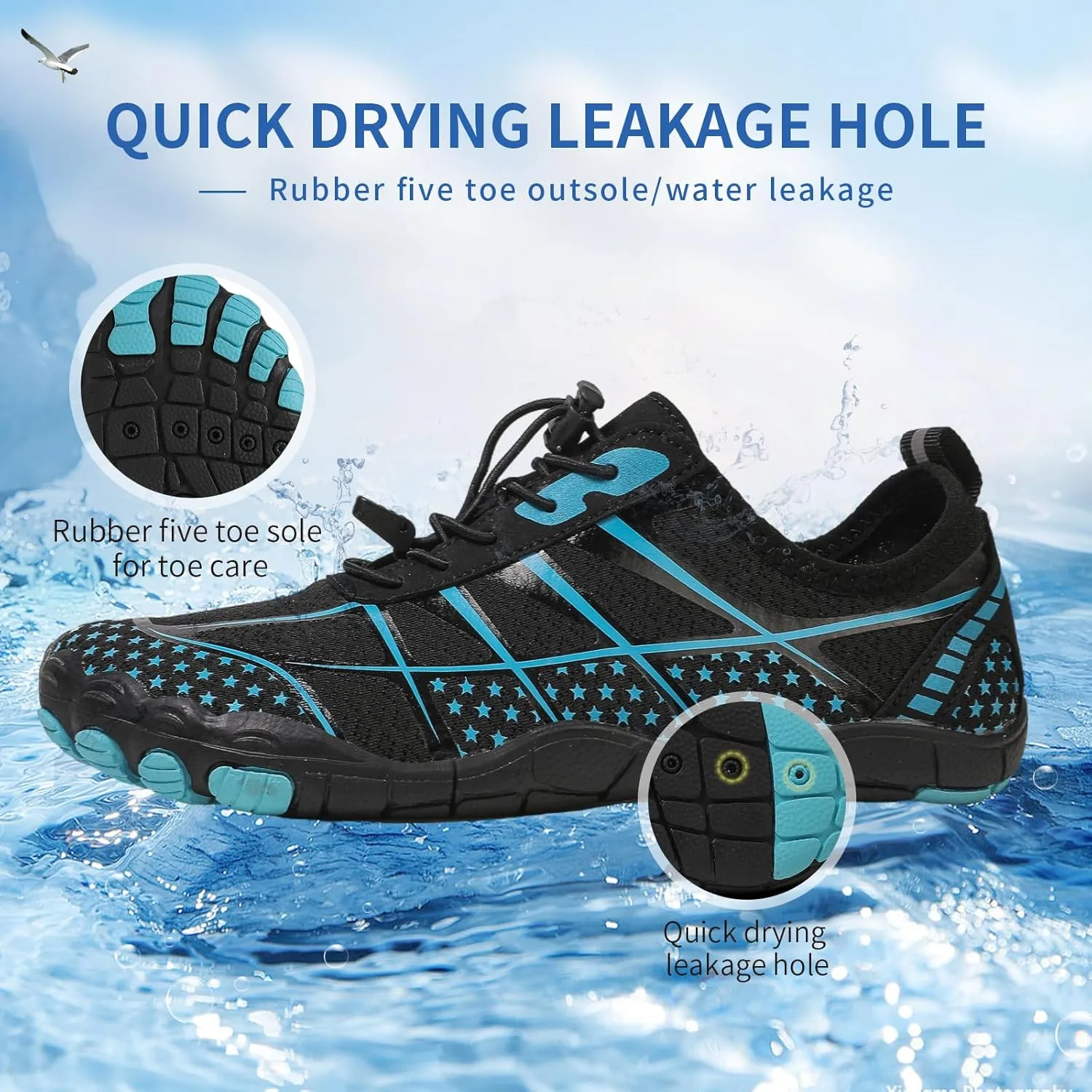 Hike Barefoot Shoes for Women Men - Quick Dry Wide Toe Box Beach Swim Athletic Sports Shoes, Non-Slip Hike Yoga Lightweight Footwear Aqua Hiking Walking Kayaking Diving Surfing