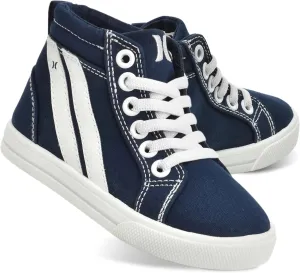 Hurley Kids Toddlers Elastic Laces Canvas Sneakers ?C High Cut Skateboarding Shoes for Toddlers and Little Kids, Sports Shoes for Boys and Girls, Sports Shoes for School Tate