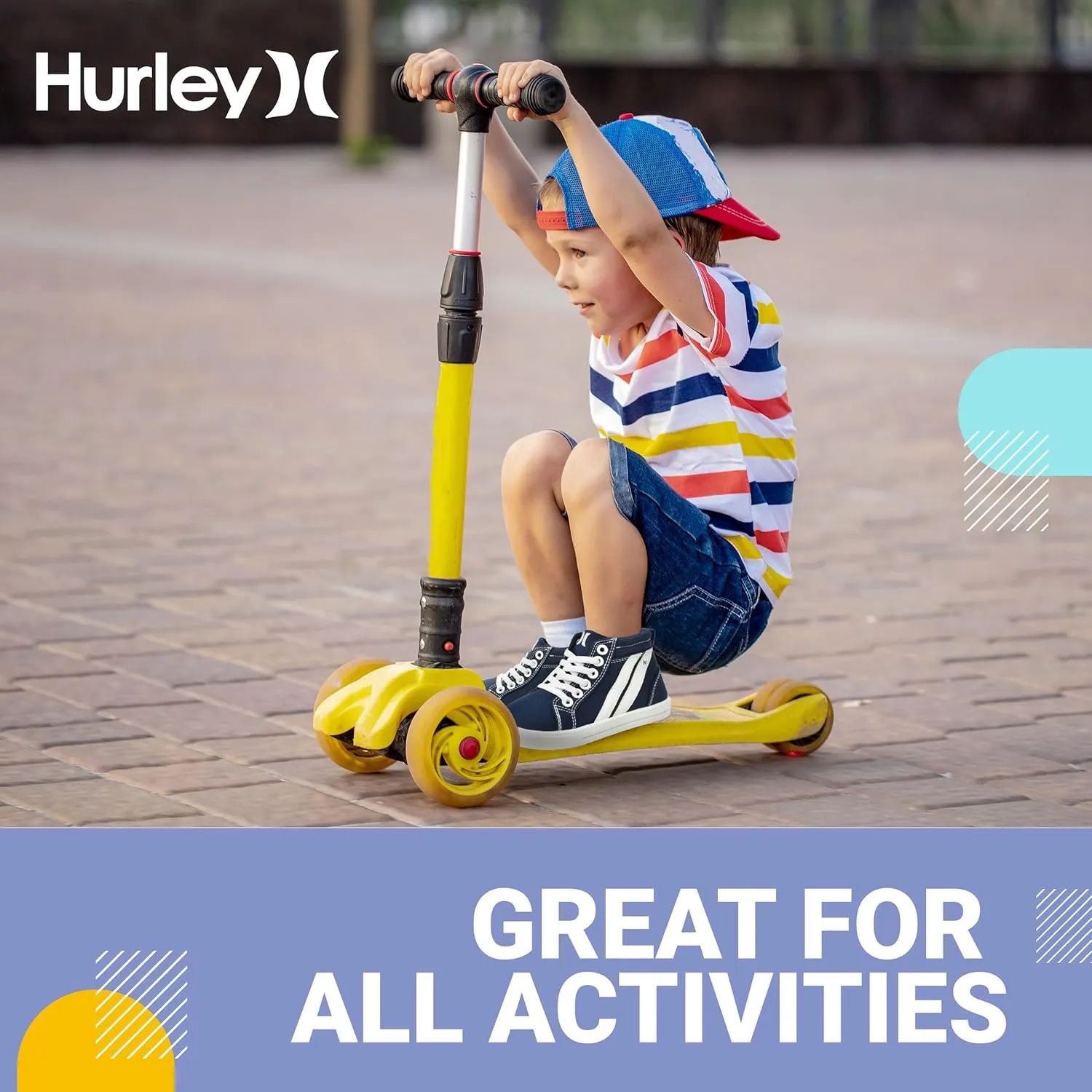 Hurley Kids Toddlers Elastic Laces Canvas Sneakers ?C High Cut Skateboarding Shoes for Toddlers and Little Kids, Sports Shoes for Boys and Girls, Sports Shoes for School Tate
