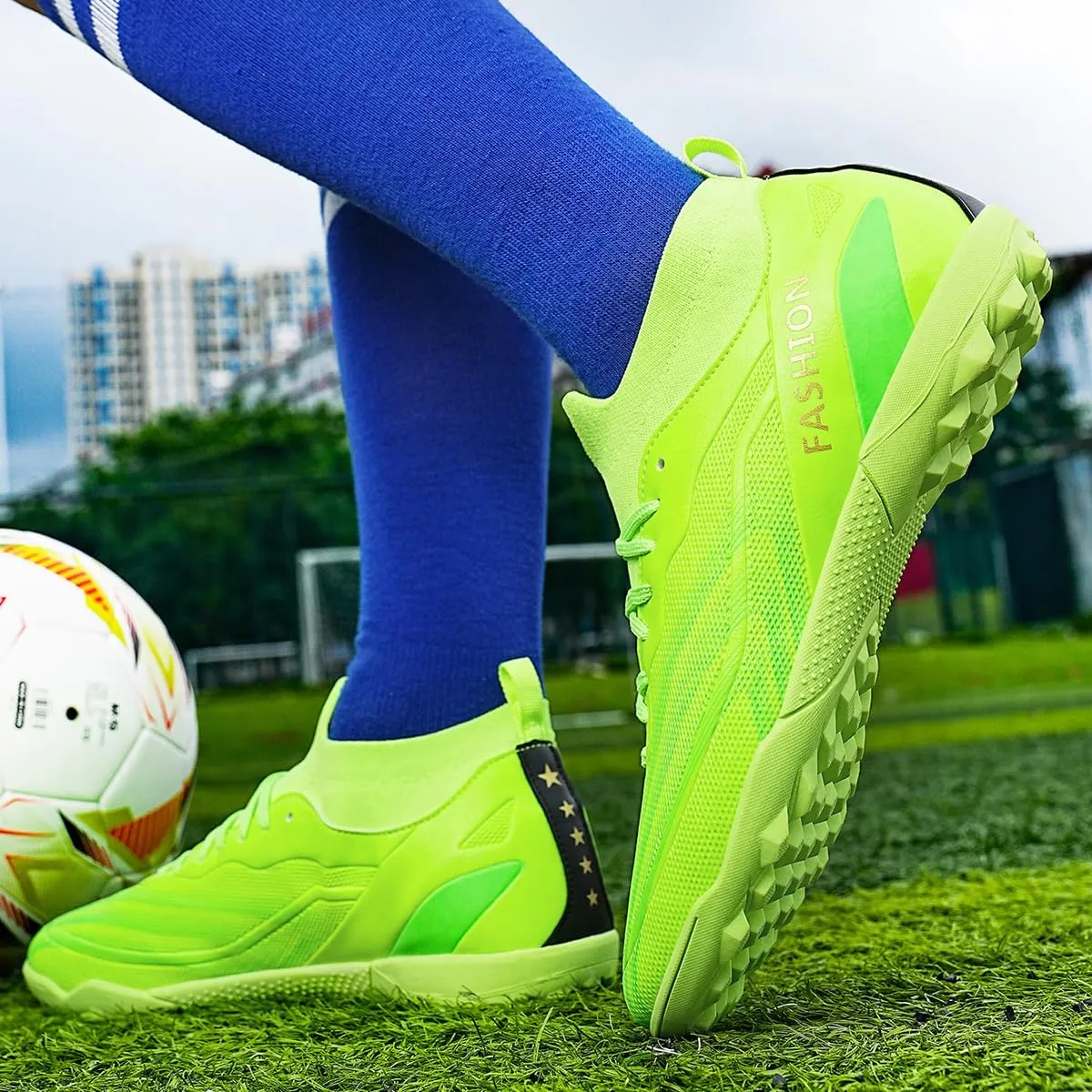 Indoor Turf Soccer Shoes Cleats Mens Soccer Shoes for Boys Football Shoes Kid Futsal Shoes Youth TF High Top