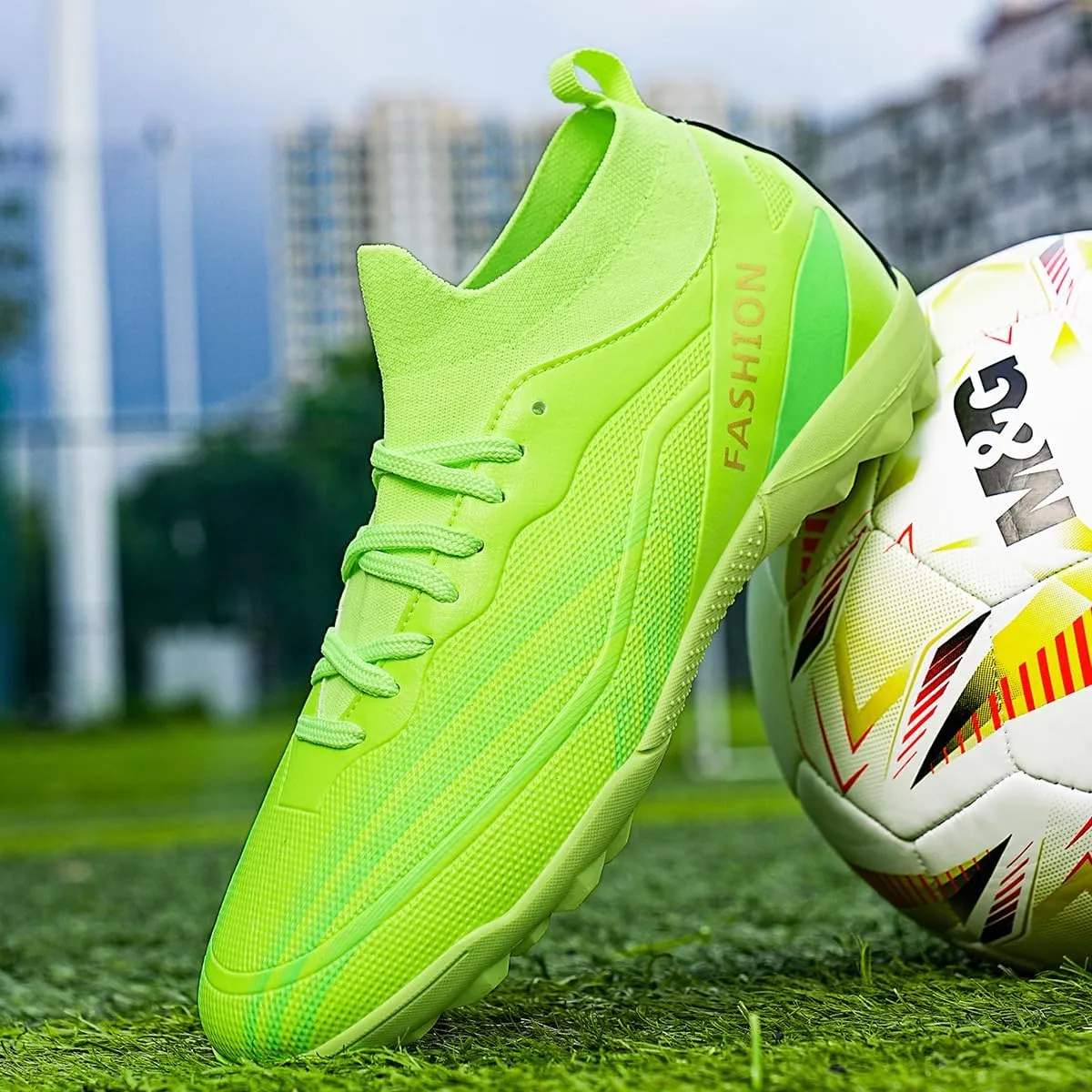 Indoor Turf Soccer Shoes Cleats Mens Soccer Shoes for Boys Football Shoes Kid Futsal Shoes Youth TF High Top