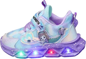 IWIHMIV Girl Tennis Shoes Girls Sneakers Light Up Kids Lightweight Running Sneakers Non Slip Sport Casual Shoes for Boys Girls