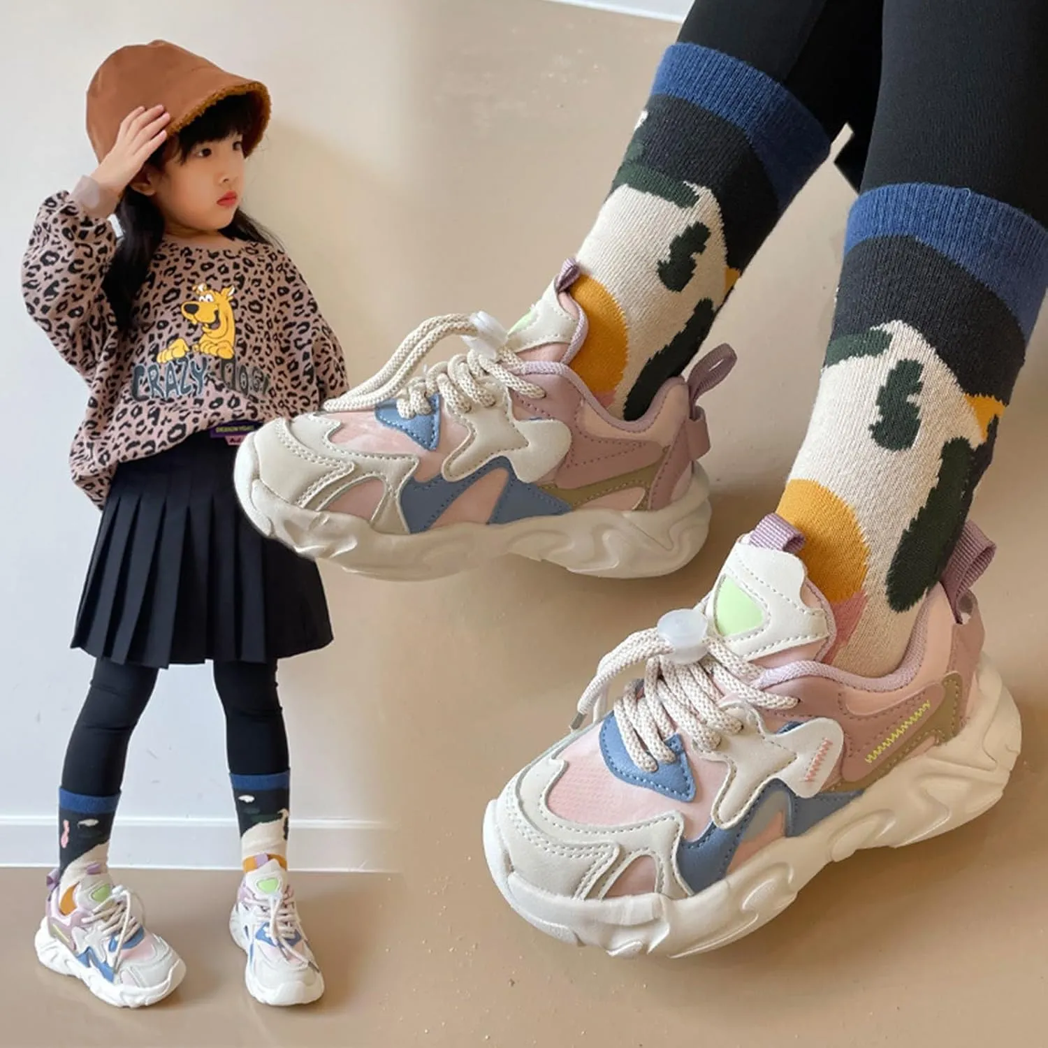 IWIHMIV Girls Running Shoes Kids Sneakers Boys Girls Kids Sneakers Running Outdoor Walking Tennis Shoes Non Slip Sneakers