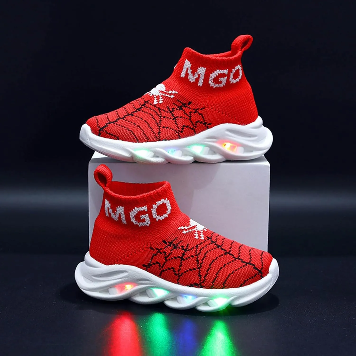 IWIHMIV Kids Tennis Shoes Light Up Walking Sneakers Boys Lightweight Breathable Running Athletic Shoes