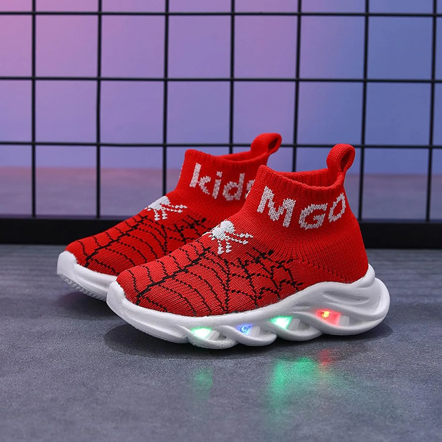 IWIHMIV Kids Tennis Shoes Light Up Walking Sneakers Boys Lightweight Breathable Running Athletic Shoes