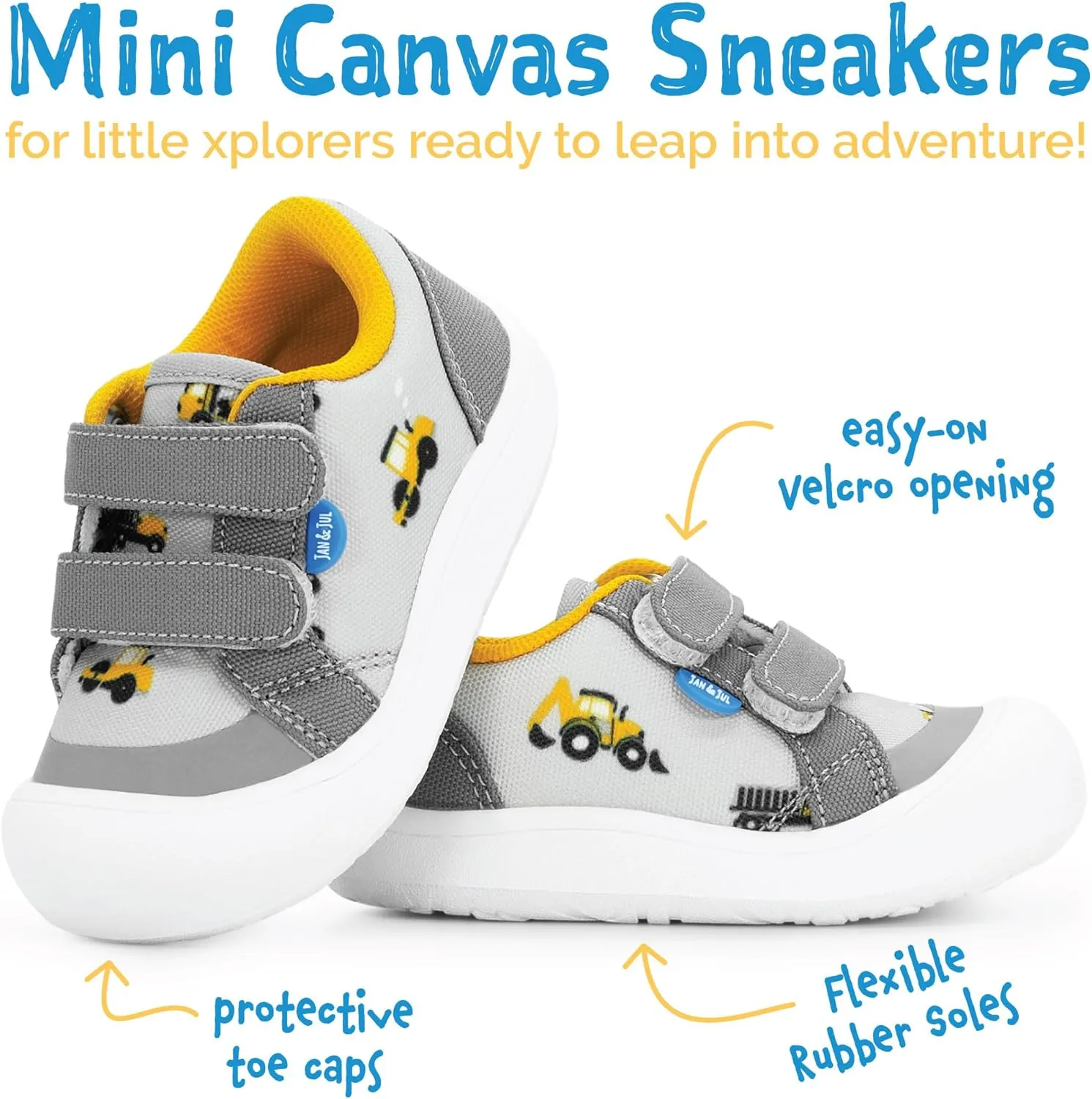 JAN & JUL Hook and Loop Canvas Shoes, Lightweight Easy On Sneakers with Flexible Sole Extra Wide