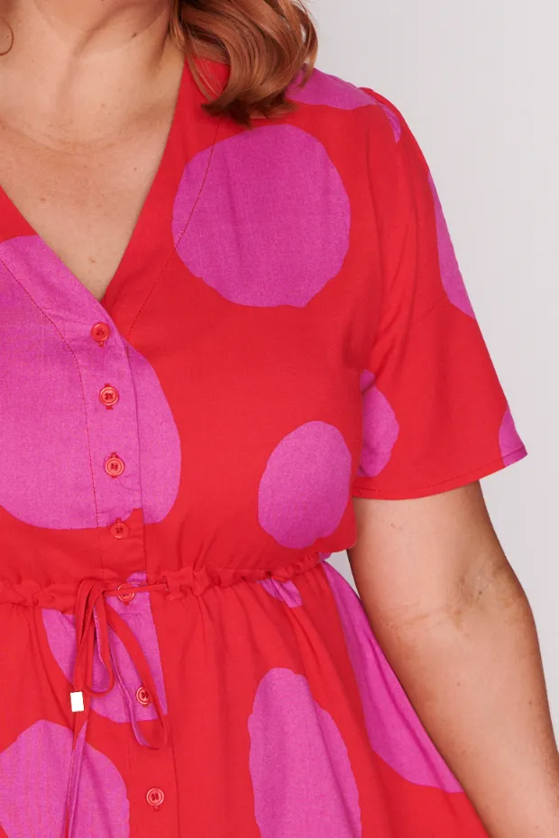 Jaz Splotched Pink & Red Dress