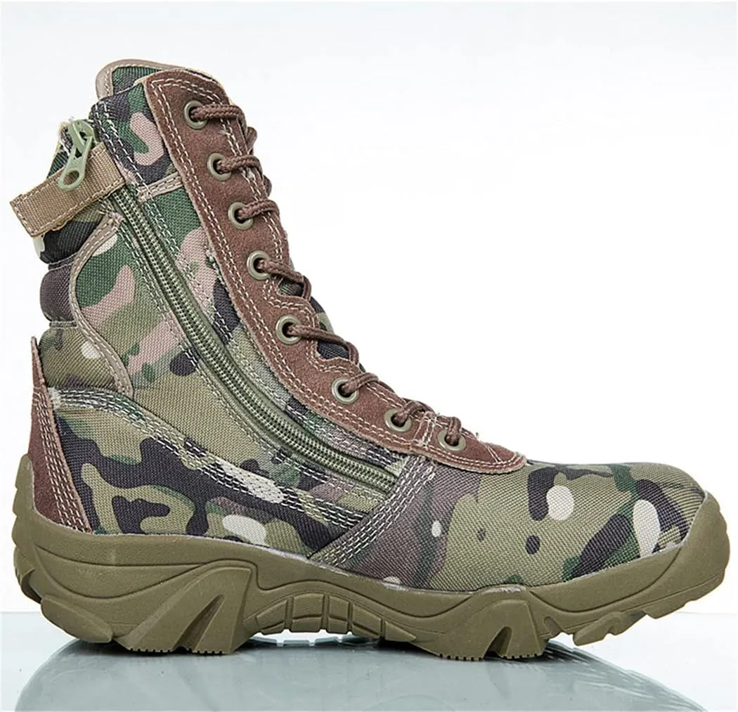 KEHAIOO Men Military Tactical Waterproof Boots, Outdoor Camping Hiking Sneakers, Camo Climbing Sports Shoes