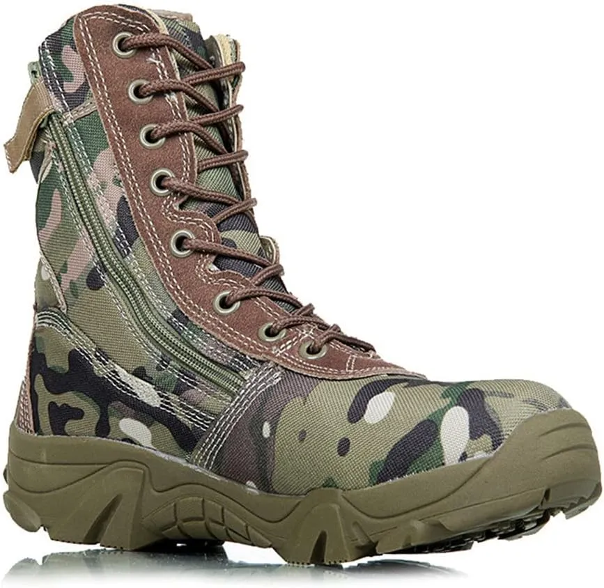 KEHAIOO Men Military Tactical Waterproof Boots, Outdoor Camping Hiking Sneakers, Camo Climbing Sports Shoes