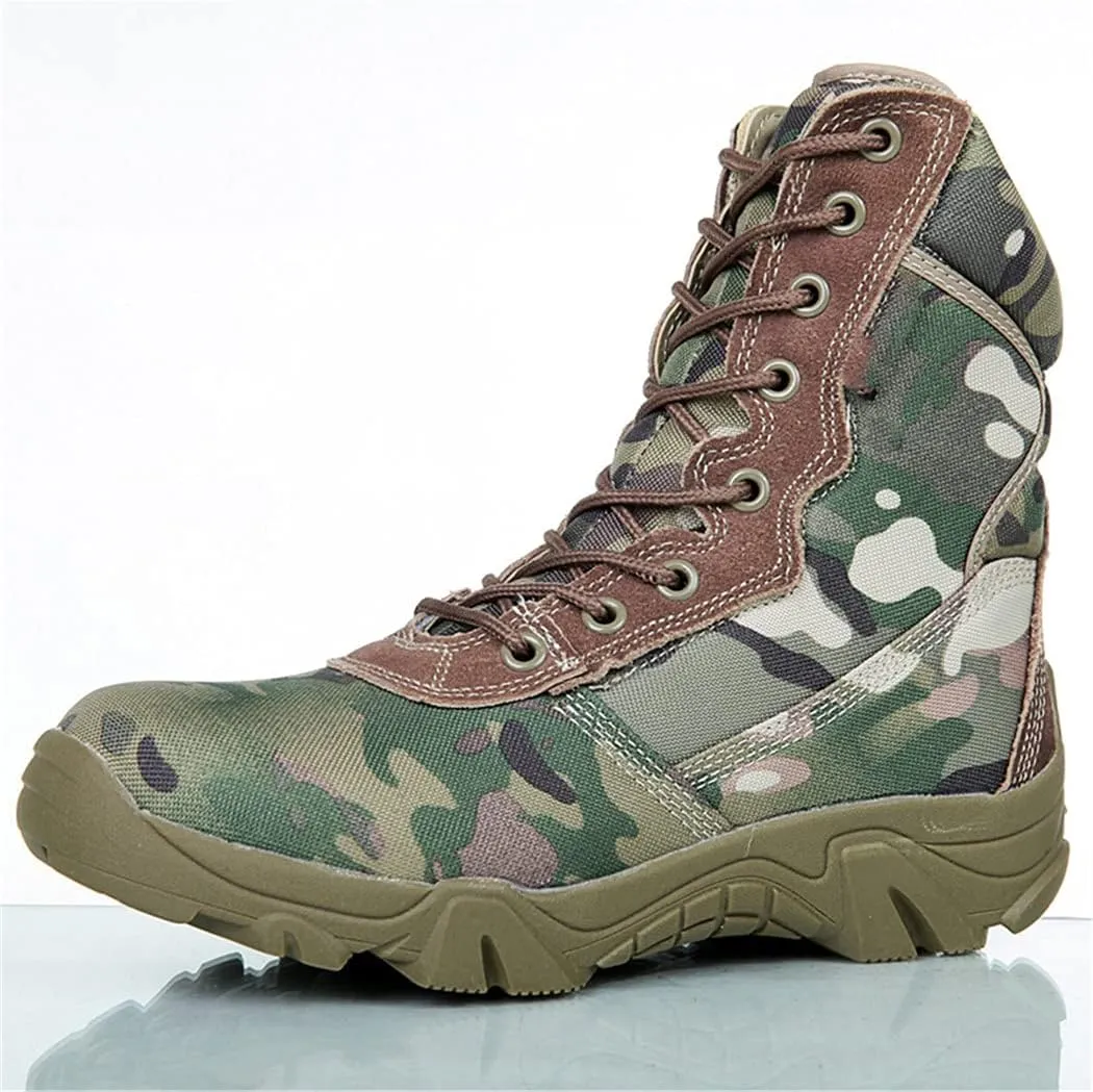 KEHAIOO Men Military Tactical Waterproof Boots, Outdoor Camping Hiking Sneakers, Camo Climbing Sports Shoes