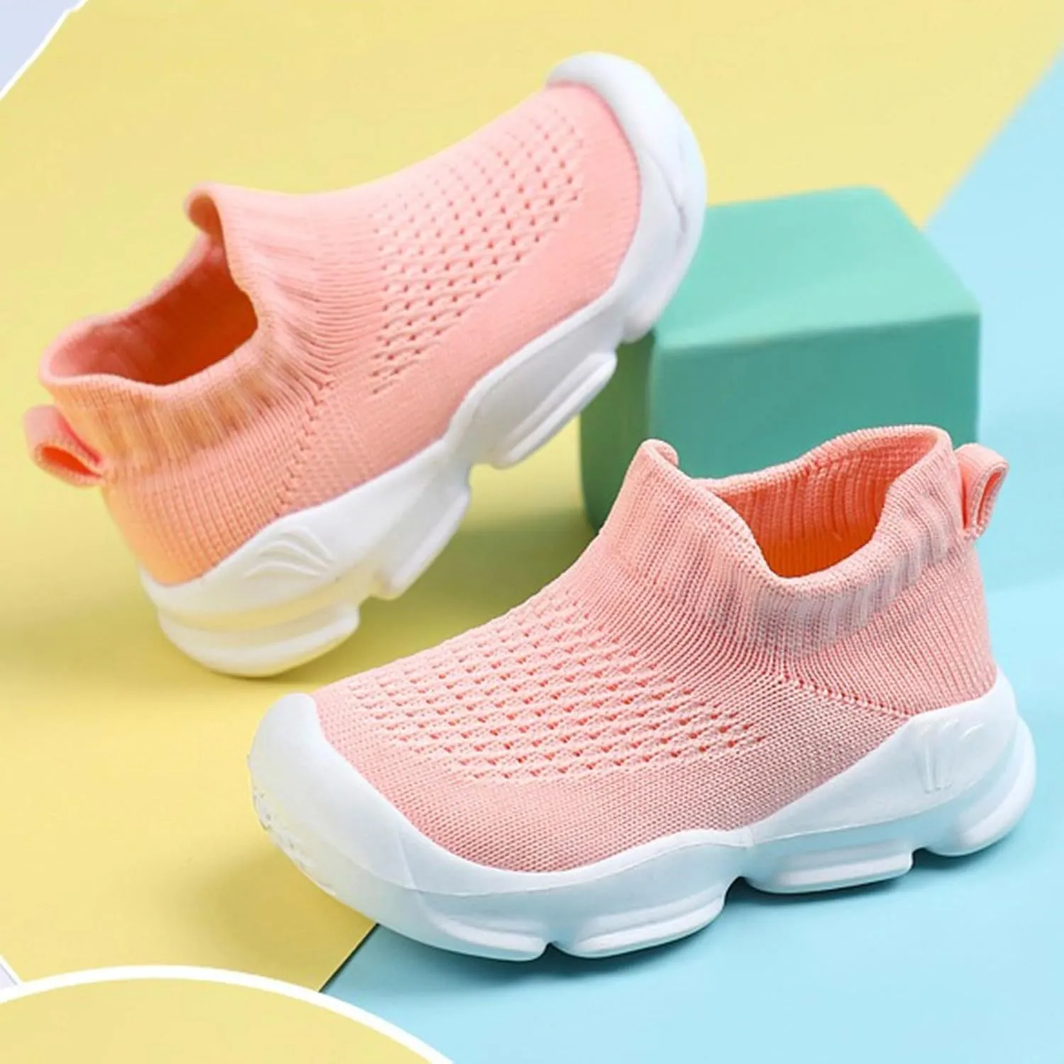 Kids Shoes Girls Cute Slip On Tennis Shoes Lightweight Sports Kids Sneakers Boys Breathable Athletic Running Shoes