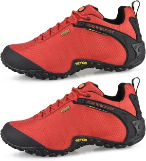 KtEli Men's Hiking Shoes, Casual Trekking Boots, Climbing Trail Shoes,Work Shoe Lightweight Low Top for Outdoor Trailing Trekking Walking (Color : Red, Size : 39)