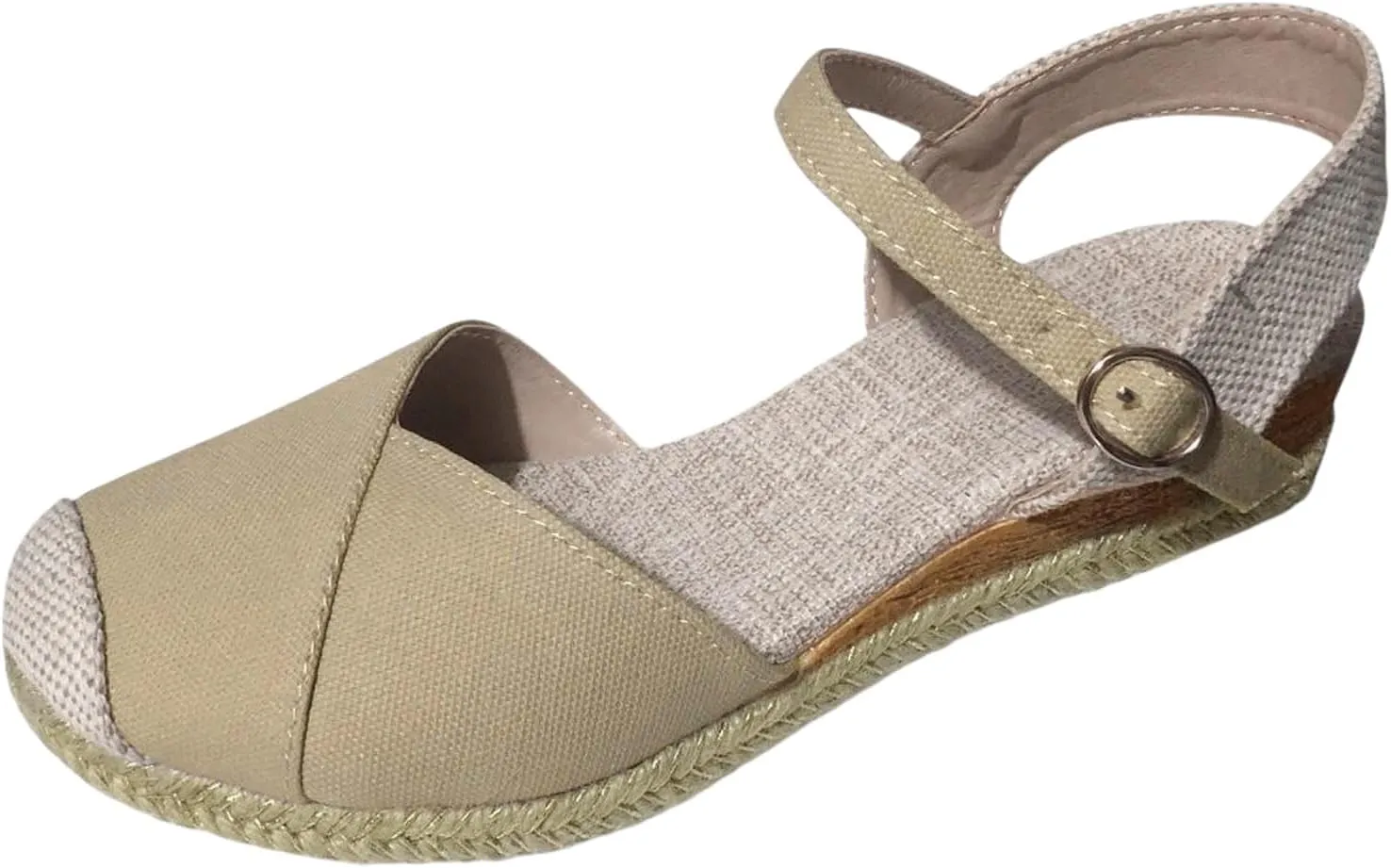Kubbon Closed Toe Sandals Women Elastic Ankle Strap Espadrills Casual Platform Wedge Sandals Slip On Summer Sandles Outdoor Walking Shoes