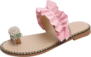Ladmiple Cute Sandals for Women Arch Support Anti-Slip Slippers Breathable Platform Sandal Vintage Roman Flip Flop Shoes