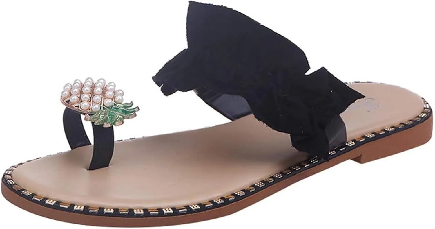Ladmiple Cute Sandals for Women Pineapple Slippers with Arch Support Anti-Slip Breathable Sandal Beach Flip Flop Shoes