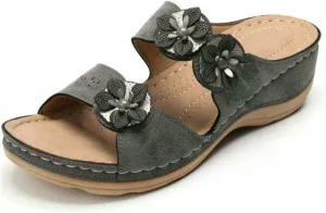 Ladmiple Fashion Sandals Women Dressy Summer Flat Orthotic Slides Fashion Slip On Orthopedic Flip Flops With Arch Support