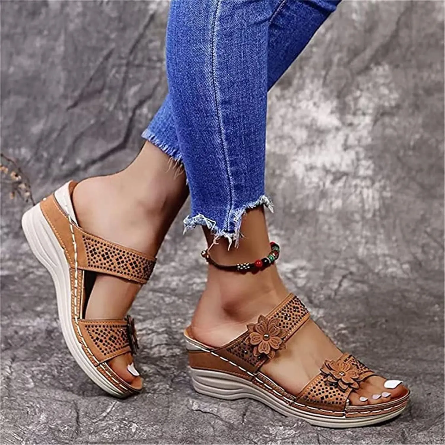 Ladmiple Orthopedic Sandals For Women Arch Support Dressy Summer Comfortable Orthotic Flip Flops Walking Slides Beach Shoes