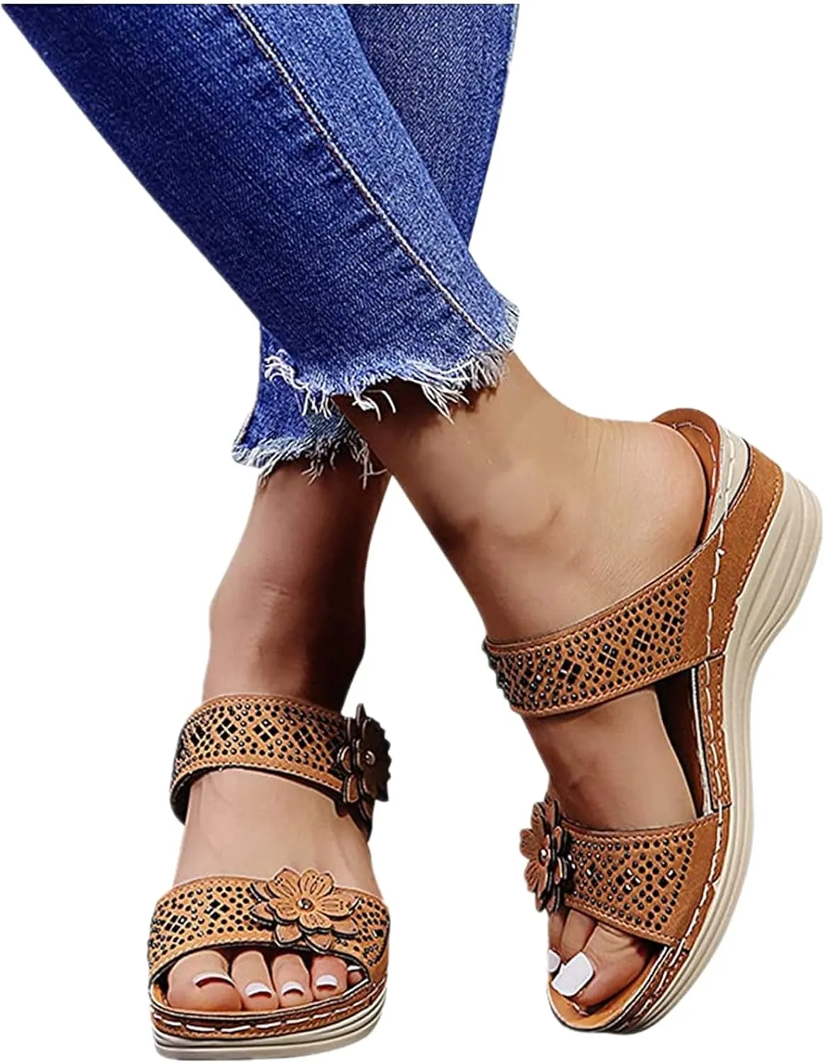 Ladmiple Orthopedic Sandals For Women Arch Support Dressy Summer Comfortable Orthotic Flip Flops Walking Slides Beach Shoes