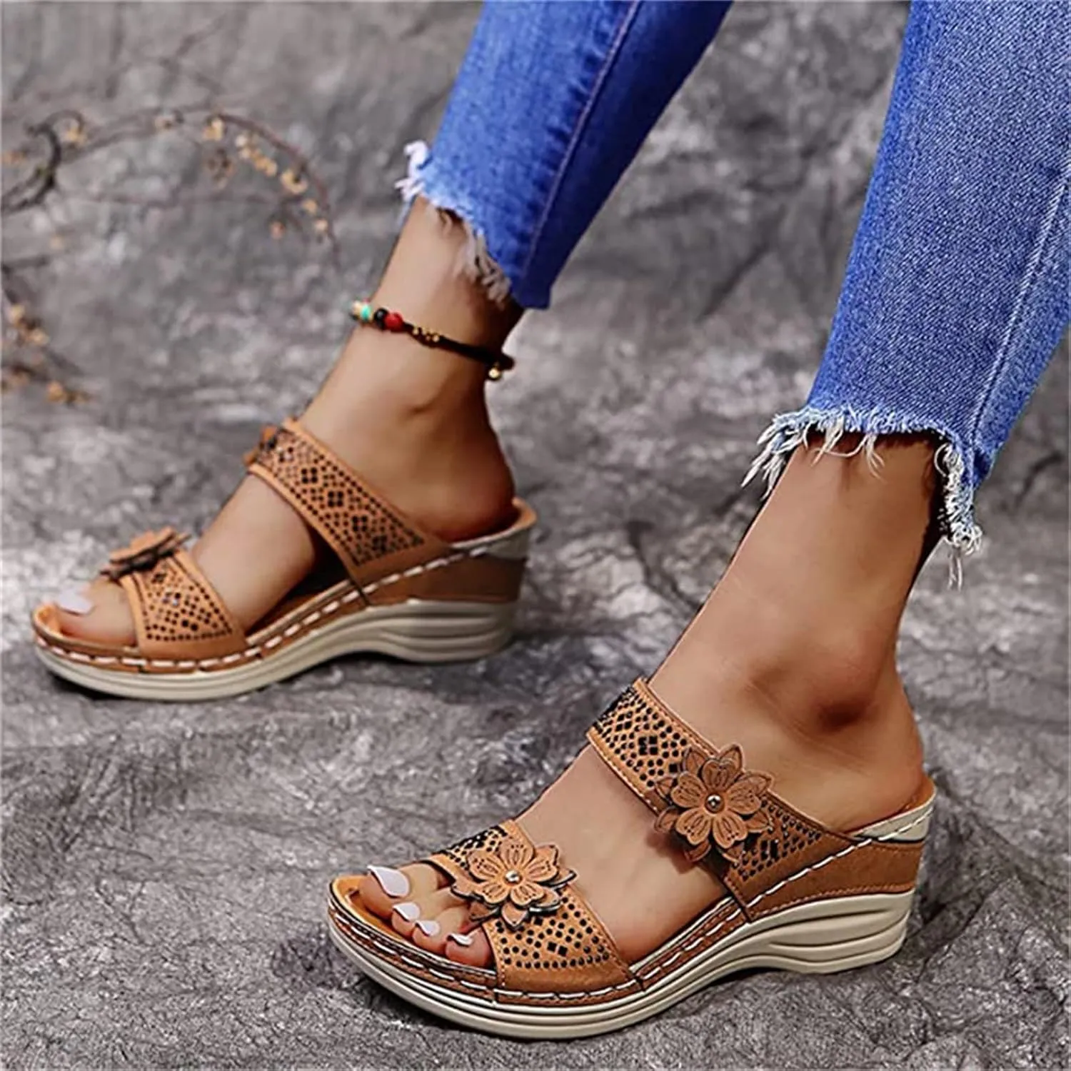 Ladmiple Orthopedic Sandals For Women Arch Support Dressy Summer Comfortable Orthotic Flip Flops Walking Slides Beach Shoes