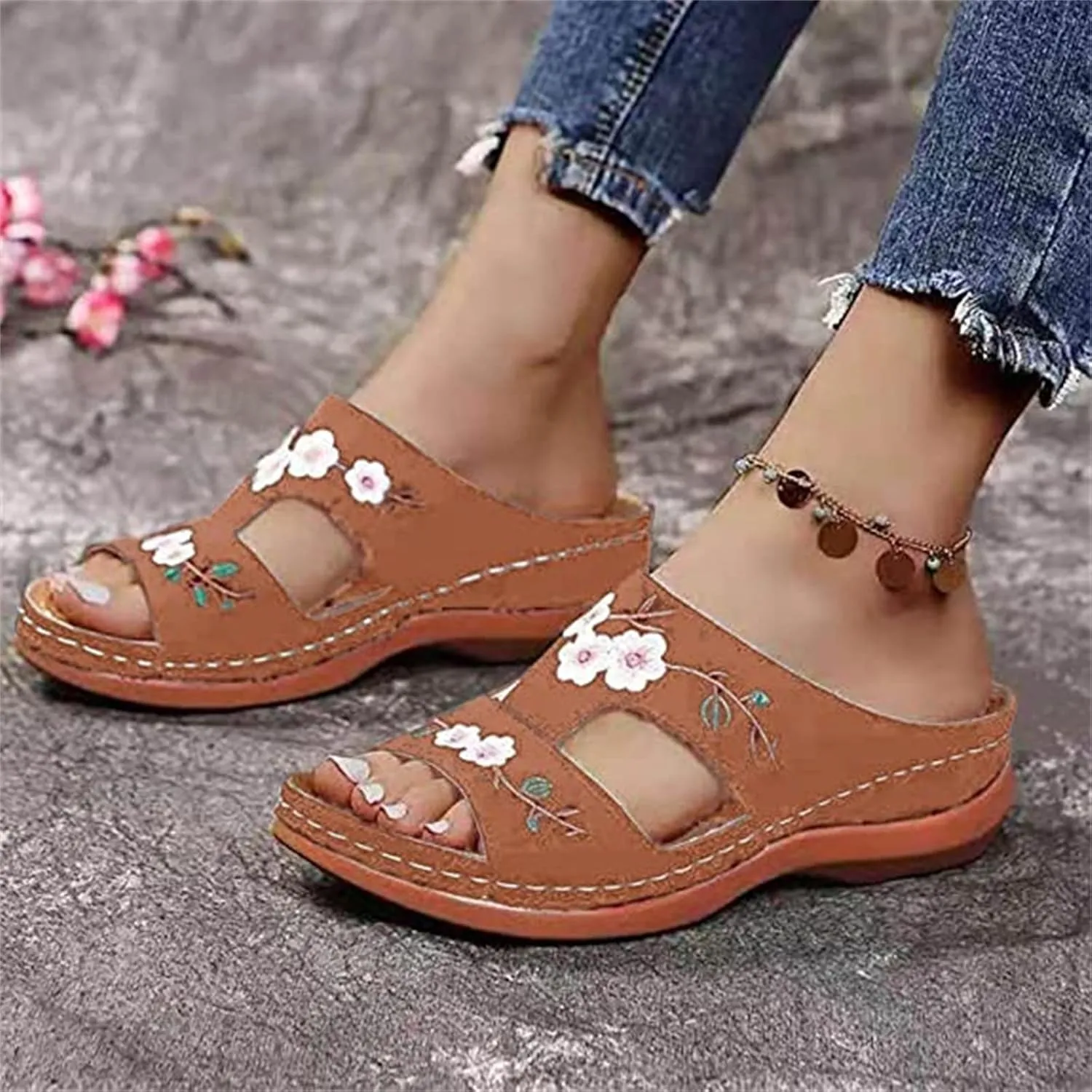 Ladmiple Orthopedic Sandals For Women Arch Support Dressy Summer Comfortable Walking Flip Flops Orthotic Beach Shoes Slides