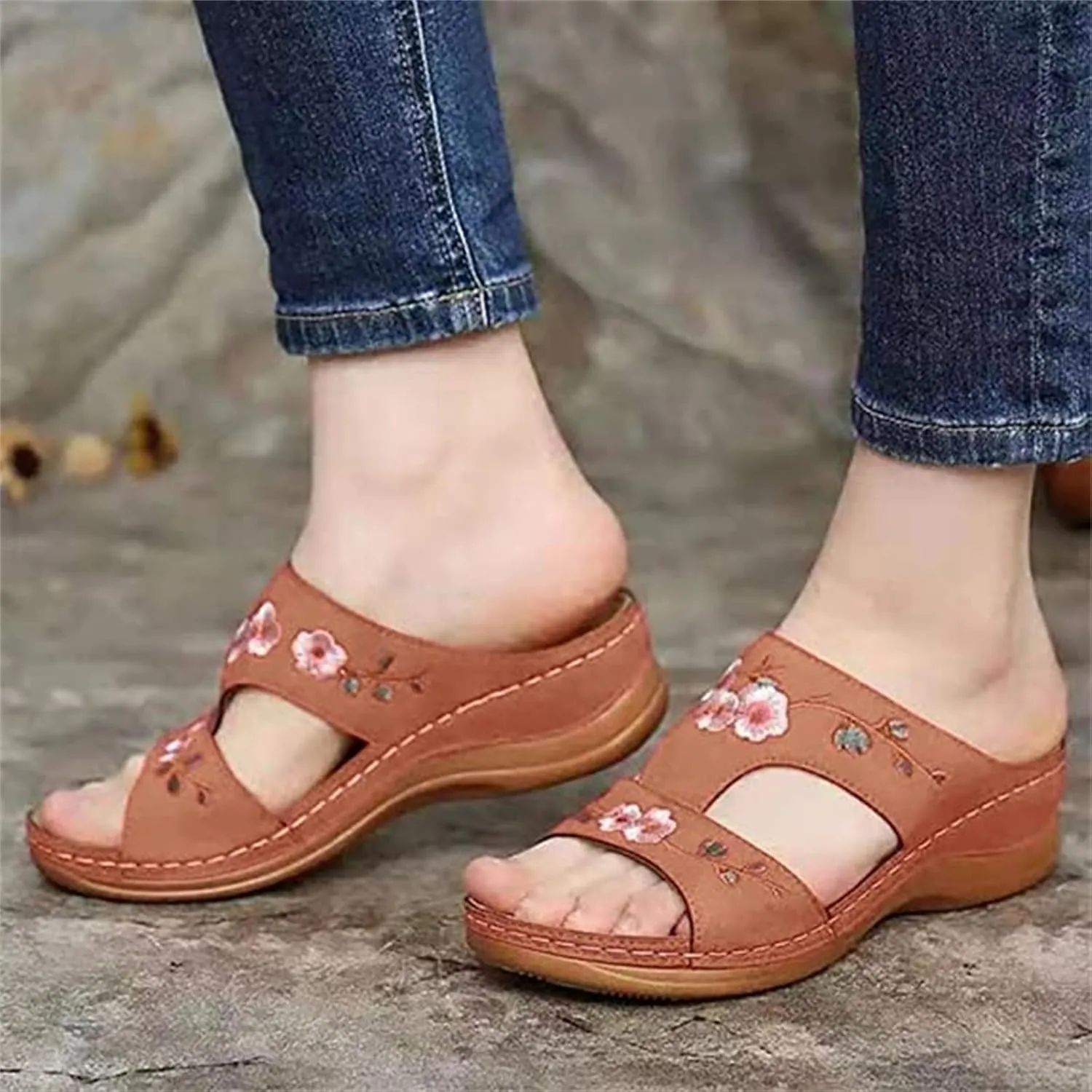 Ladmiple Orthopedic Sandals For Women Arch Support Dressy Summer Comfortable Walking Flip Flops Orthotic Beach Shoes Slides