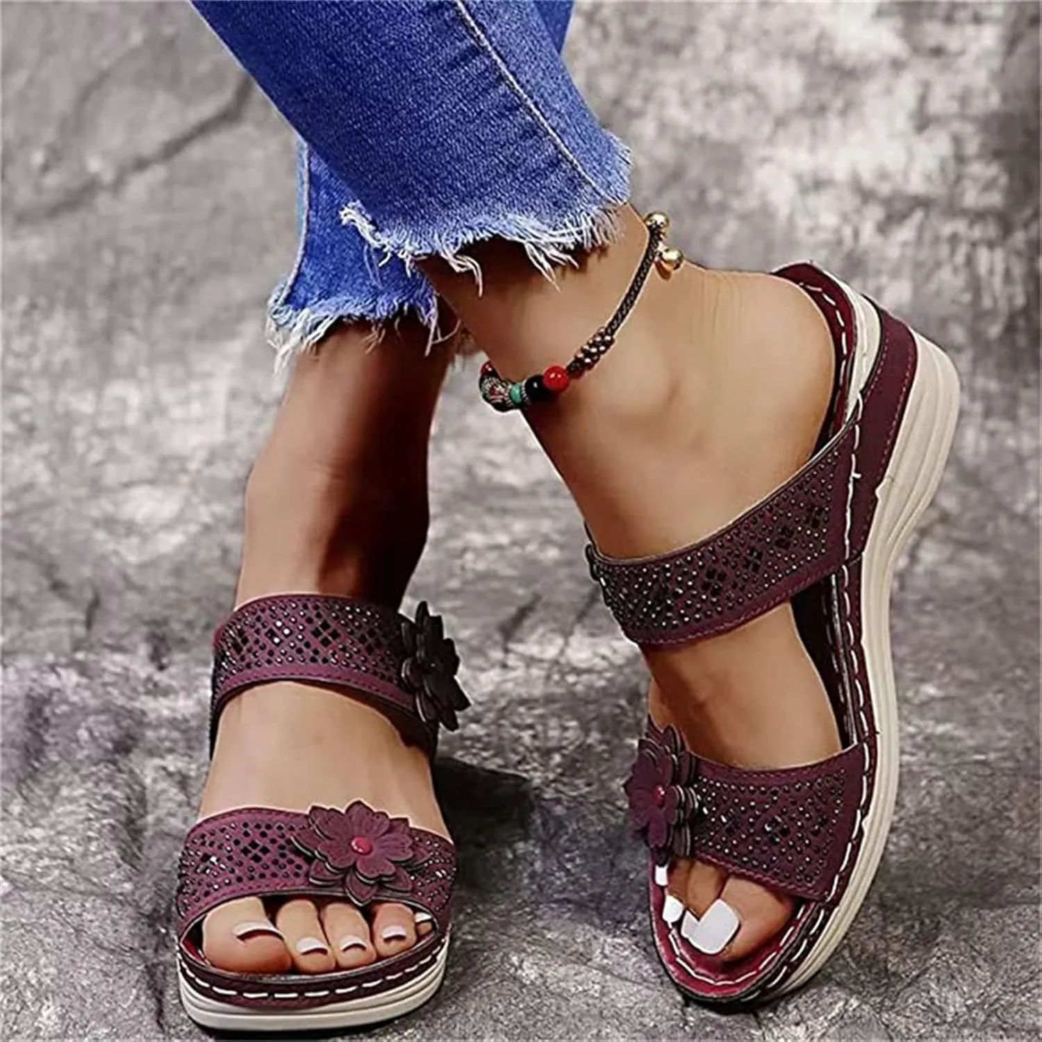Ladmiple Orthopedic Sandals For Women Arch Support Dressy Summer Orthotic Slides Comfortable Walking Flip Flops Beach Shoes