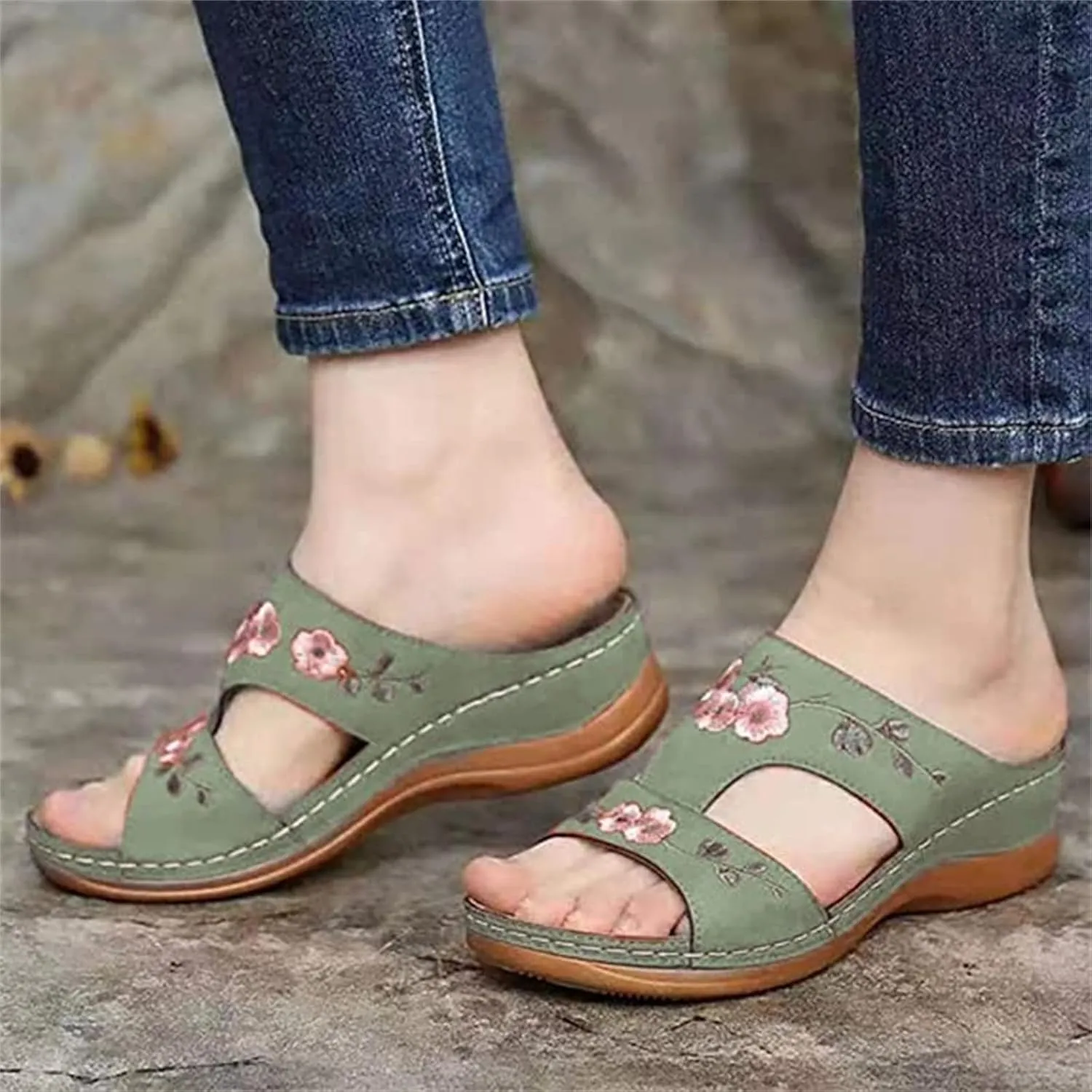 Ladmiple Orthopedic Sandals For Women Wide Width Orthotic Slides Comfort Dressy Summer Walking Flip Flops with Arch Support