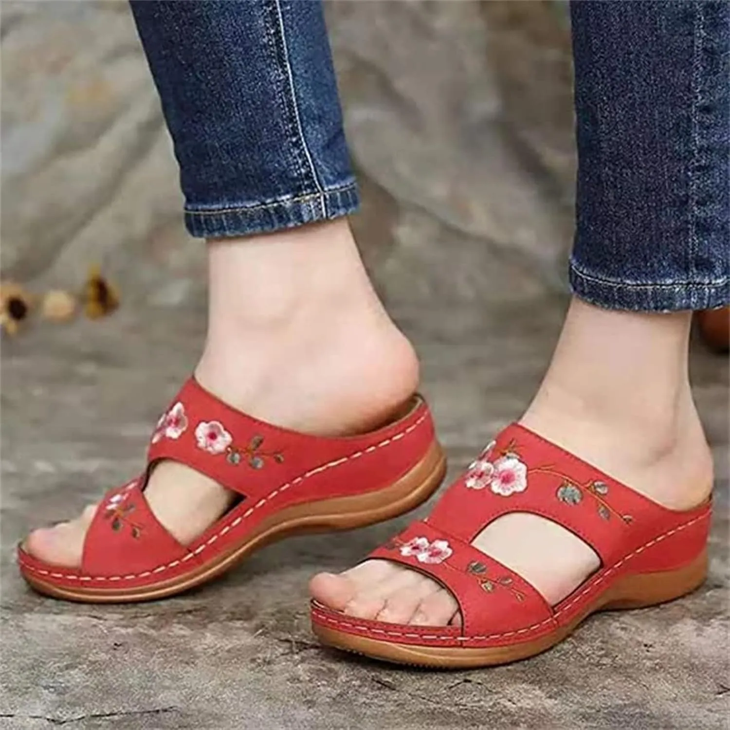 Ladmiple Orthopedic Sandals For Women Wide Width Orthotic Slides Comfort Dressy Summer Walking Flip Flops with Arch Support