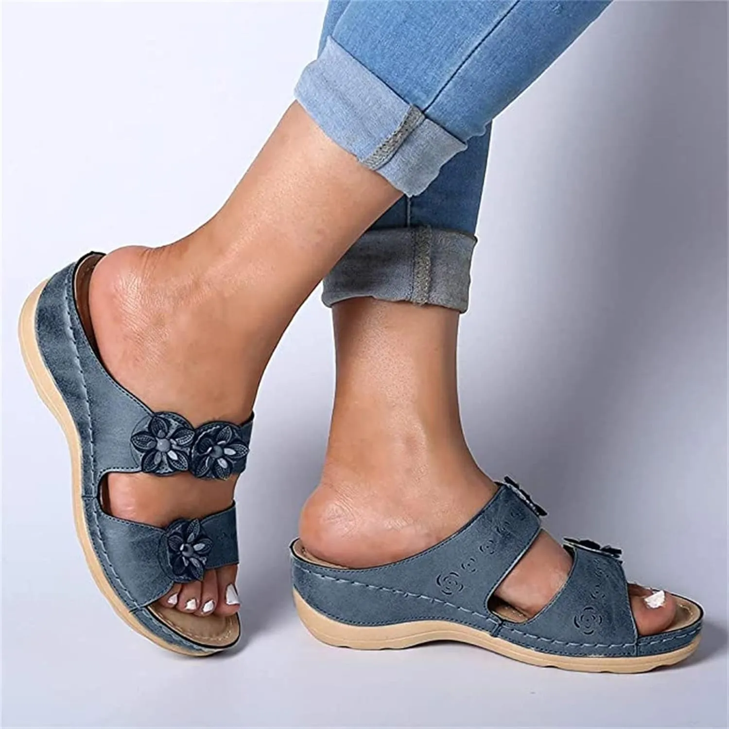 Ladmiple Orthotic Dress Sandals For Women With Arch Support Orthopedic Slides Summer Flip Flops for Plantar Fasciitis