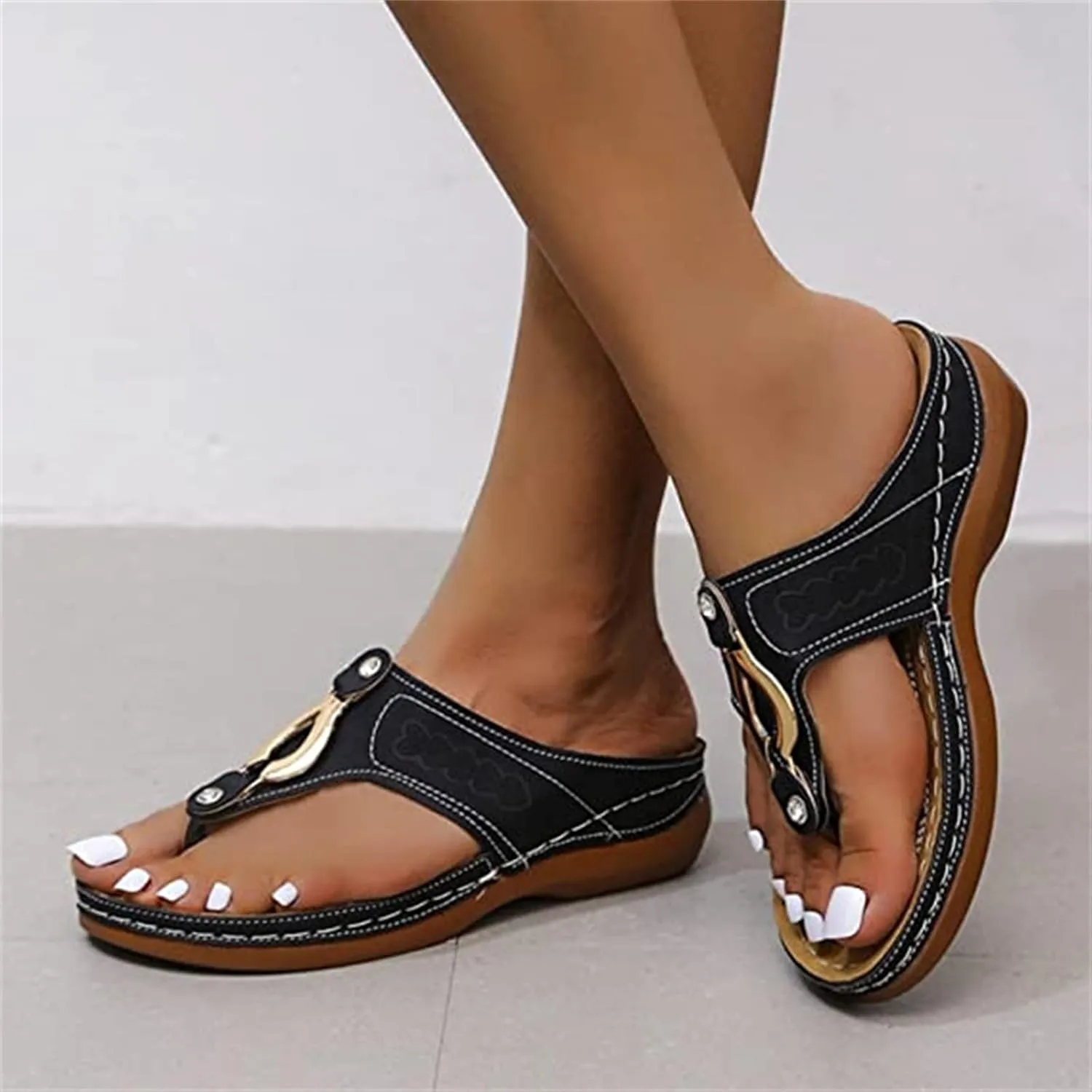 Ladmiple Orthotic Sandals For Women Dressy Summer Orthopedic Flip Flops Comfortable Arch Support Walking Slides Beach Shoes