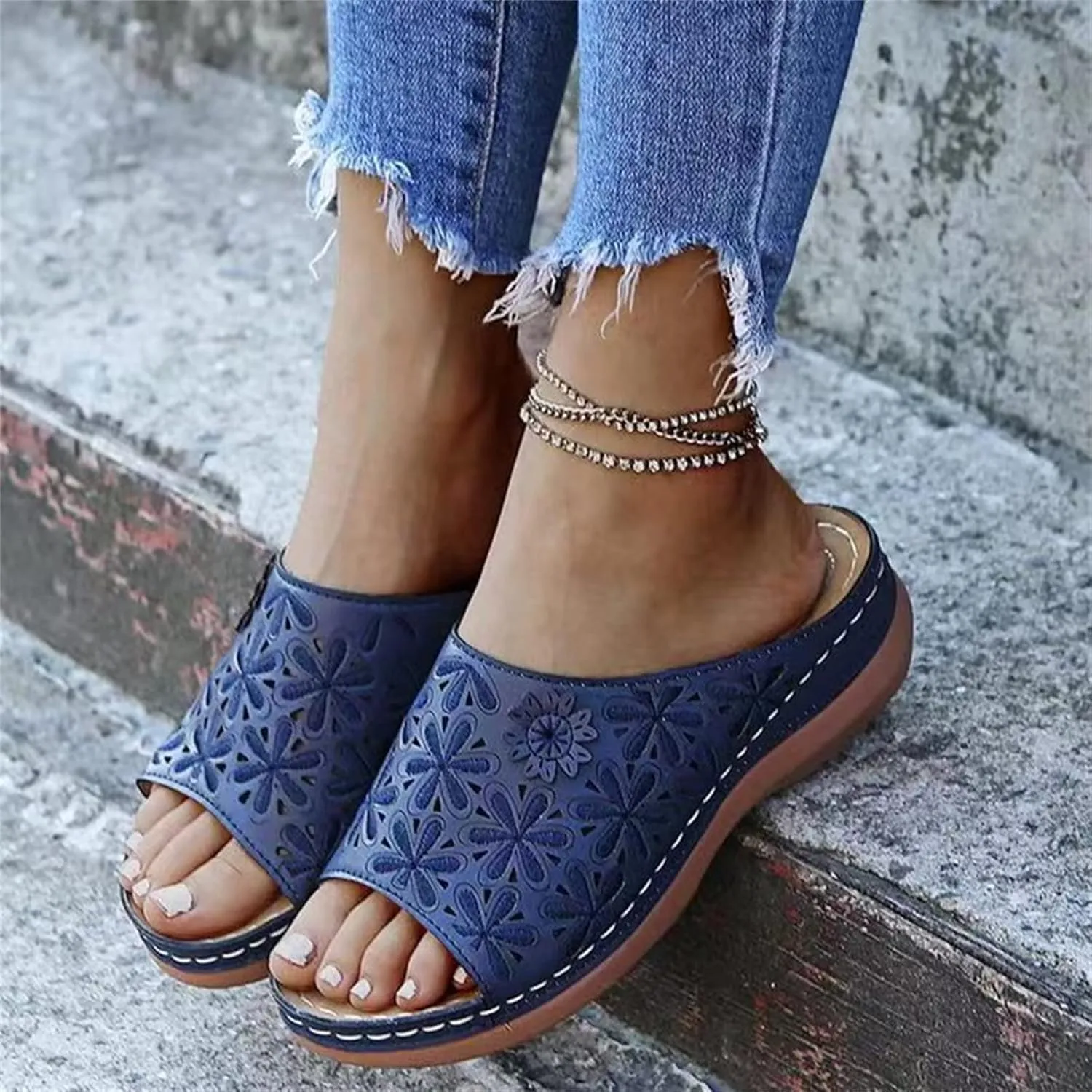 Ladmiple Orthotic Sandals For Women Wide Width Walking Slippers with Arch Support Dressy Summer Slip On Orthopedic Flip Flops