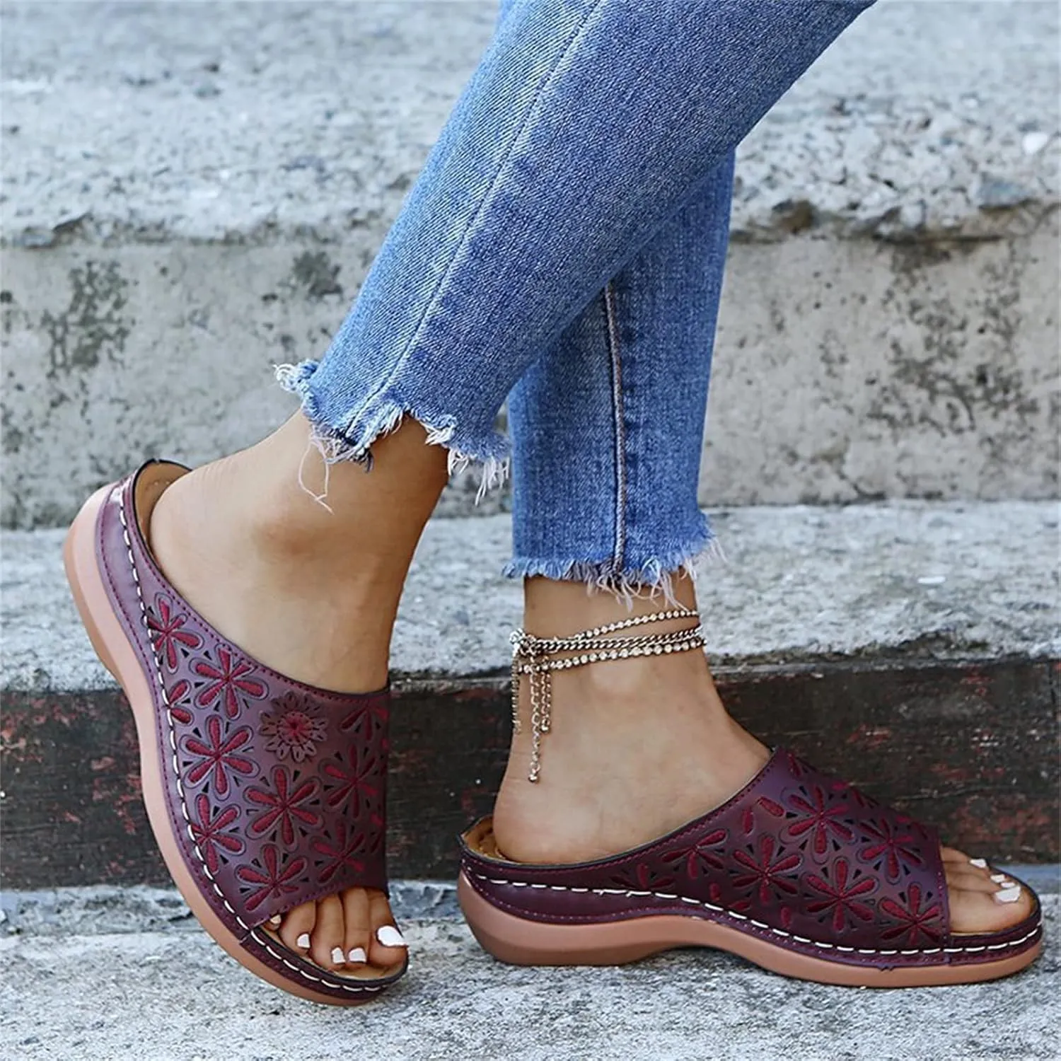 Ladmiple Orthotic Sandals For Women Wide Width Walking Slippers with Arch Support Dressy Summer Slip On Orthopedic Flip Flops