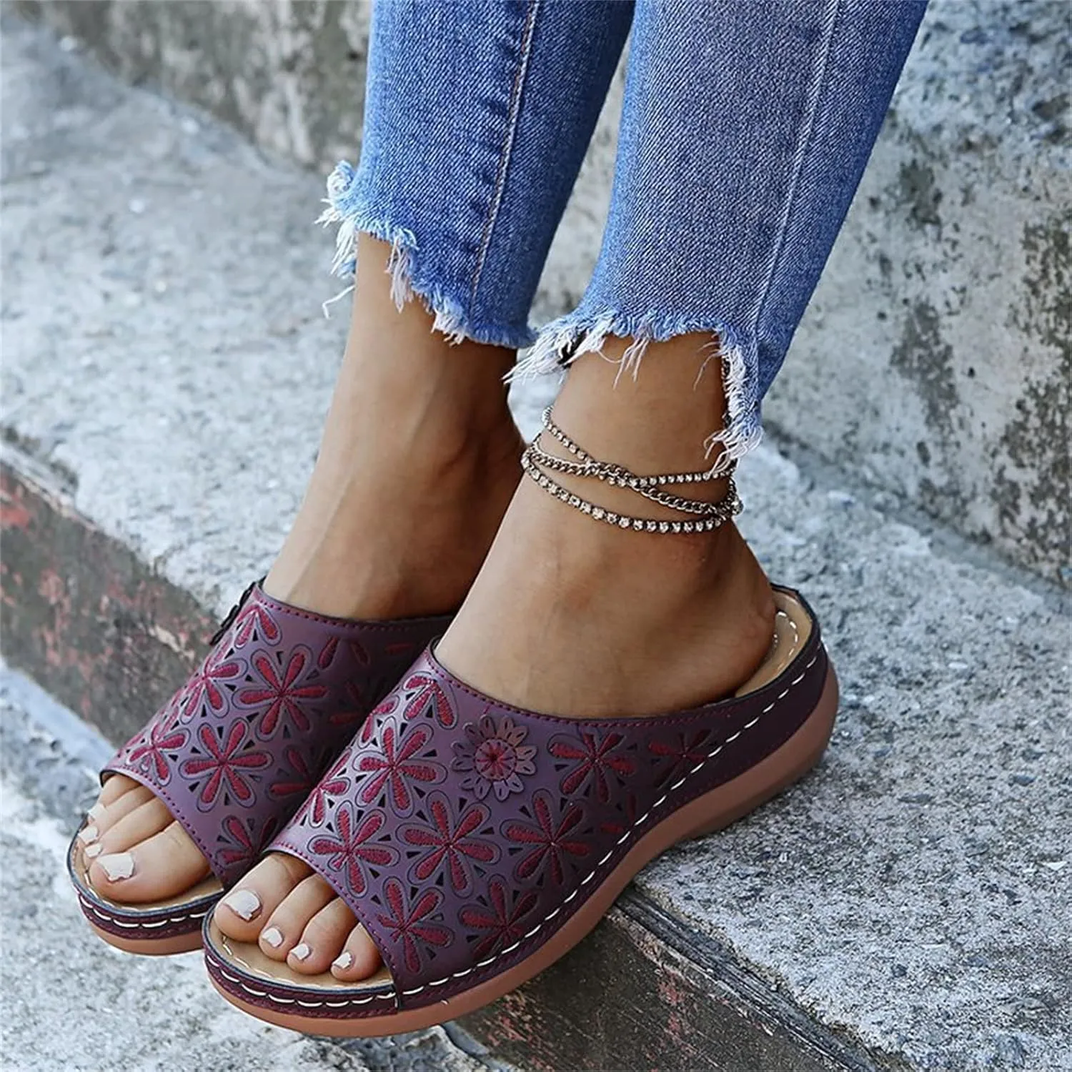 Ladmiple Orthotic Sandals For Women Wide Width Walking Slippers with Arch Support Dressy Summer Slip On Orthopedic Flip Flops
