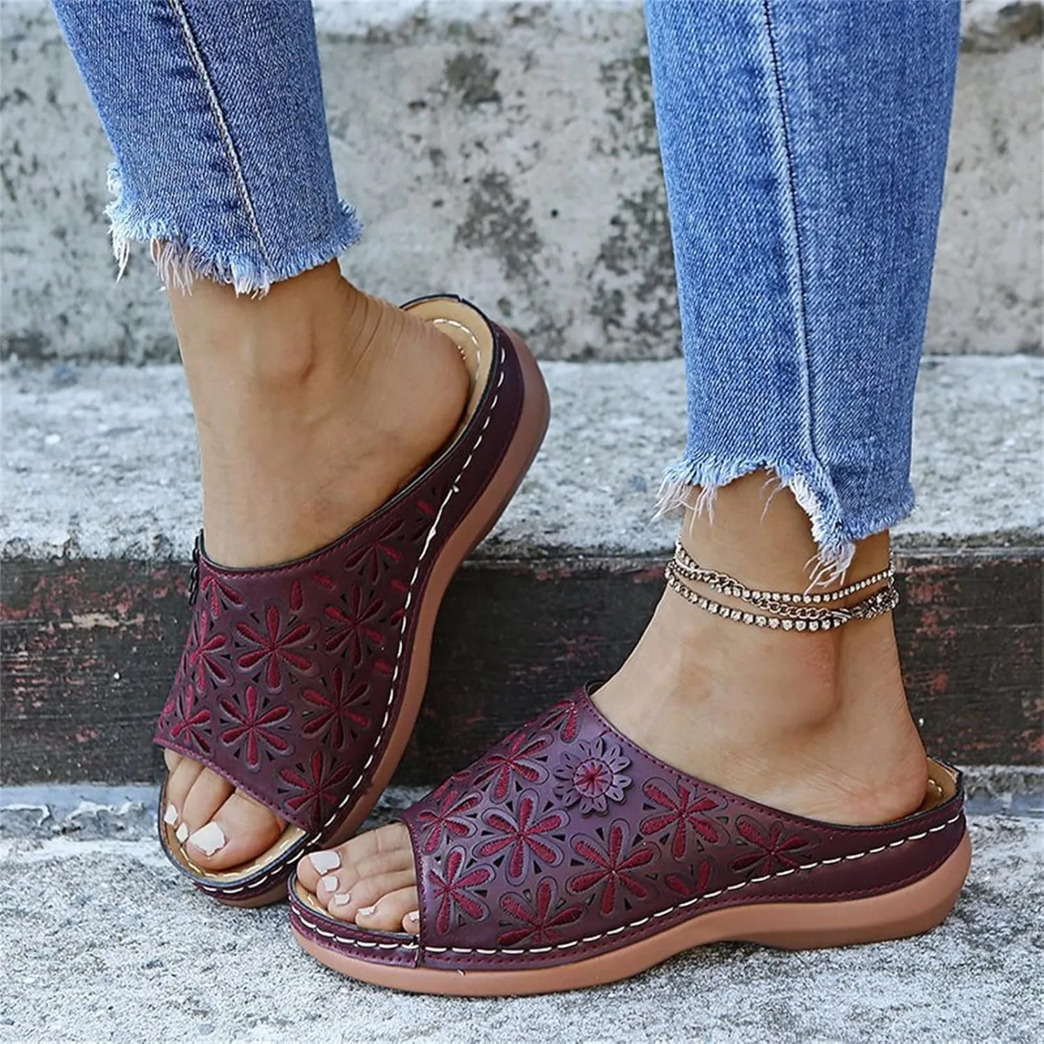 Ladmiple Orthotic Sandals For Women Wide Width Walking Slippers with Arch Support Dressy Summer Slip On Orthopedic Flip Flops