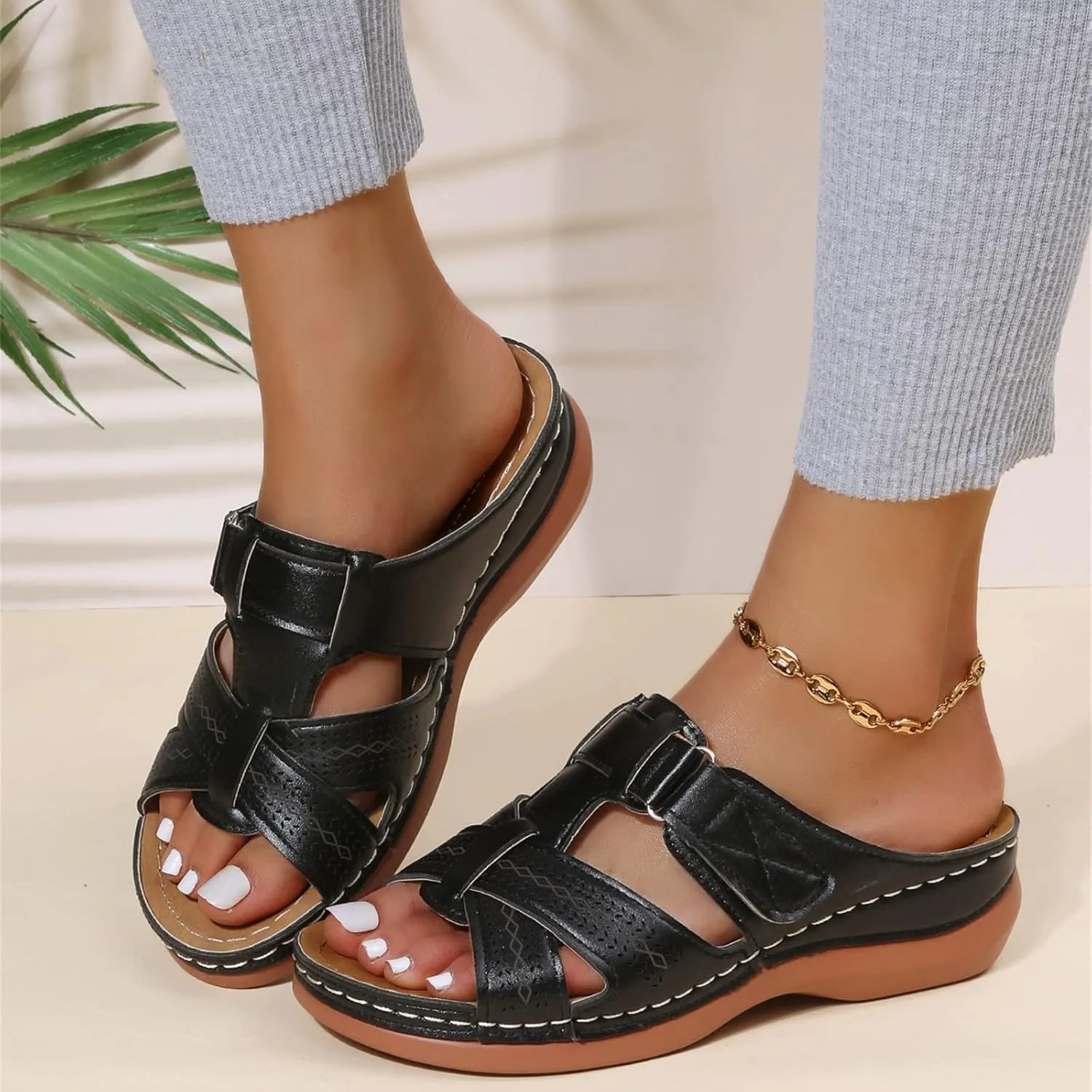Ladmiple Orthotic Sandals For Women With Arch Support Comfortable Walking Dressy Casual Summer Slip On Orthopedic Flip Flops