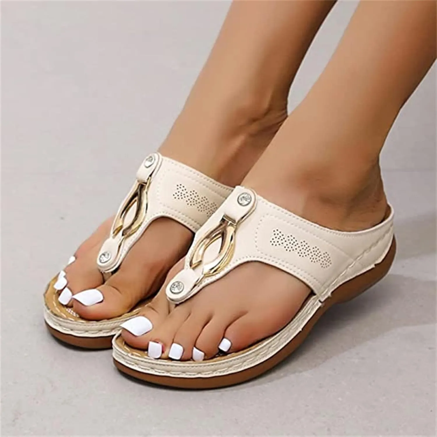 Ladmiple Orthotic Sandals For Women With Arch Support Comfortable Walking Flip Flops Dressy Summer Orthopedic Slides Shoes
