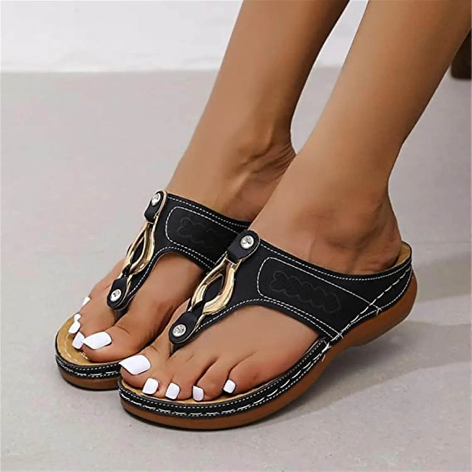 Ladmiple Orthotic Sandals For Women With Arch Support Comfortable Walking Flip Flops Dressy Summer Orthopedic Slides Shoes