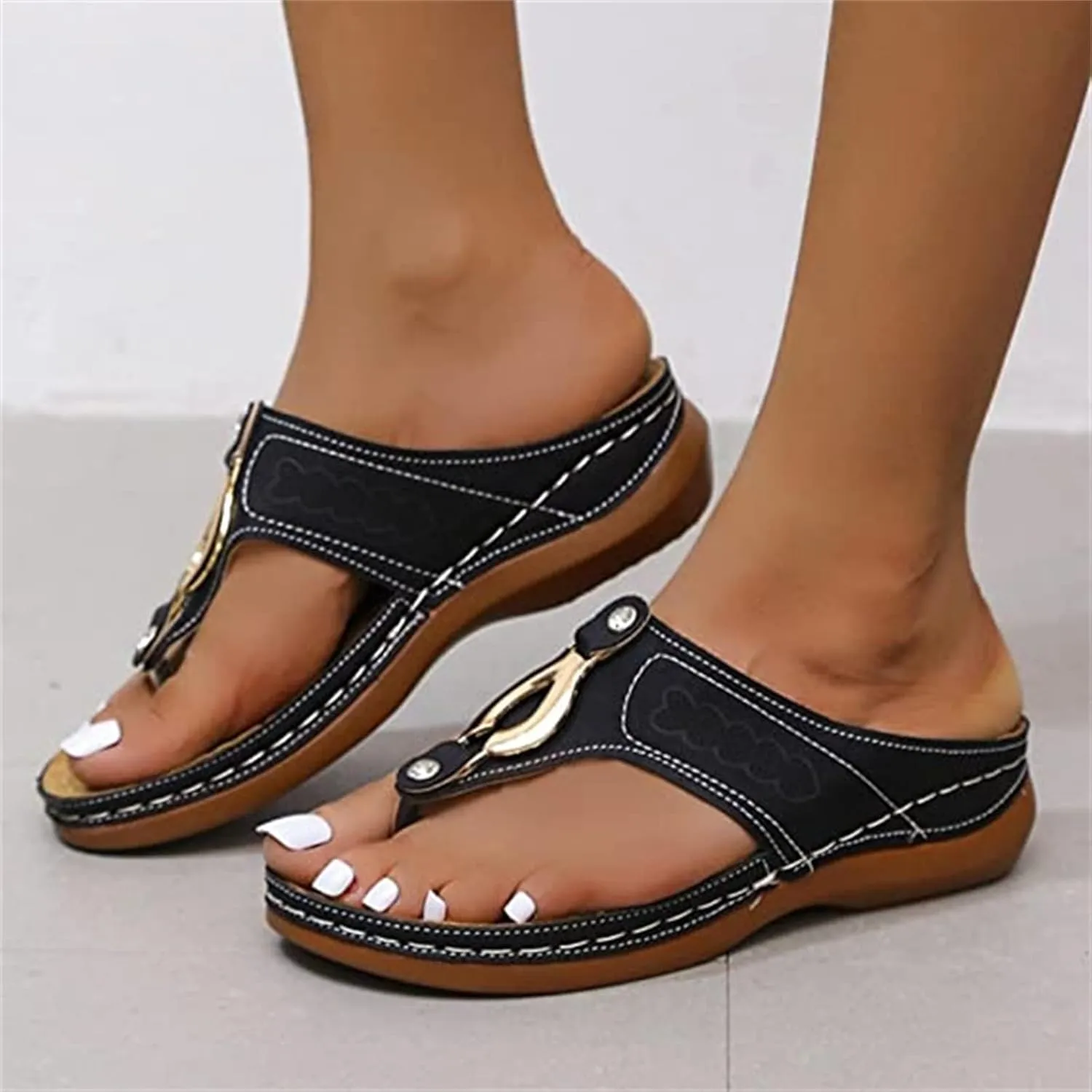Ladmiple Orthotic Sandals For Women With Arch Support Comfortable Walking Flip Flops Dressy Summer Orthopedic Slides Shoes