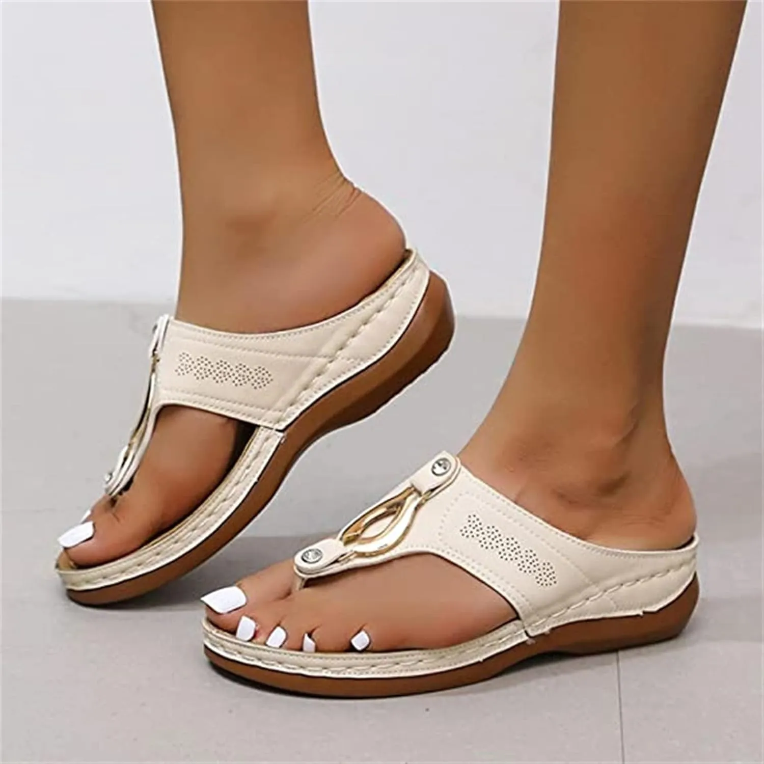 Ladmiple Orthotic Sandals For Women With Arch Support Comfortable Walking Flip Flops Dressy Summer Orthopedic Slides Shoes