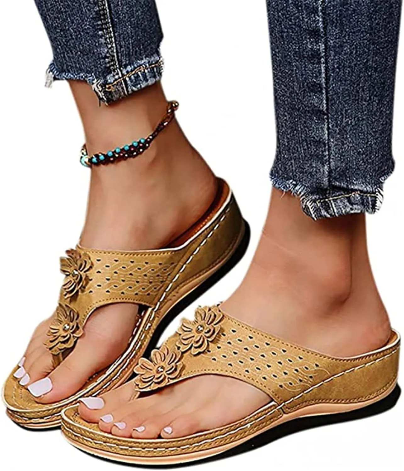 Ladmiple Orthotic Sandals Women Plantar Fasciitis Arch Support Comfortable Orthopedic Flip Flops Dressy Summer Walking Slides