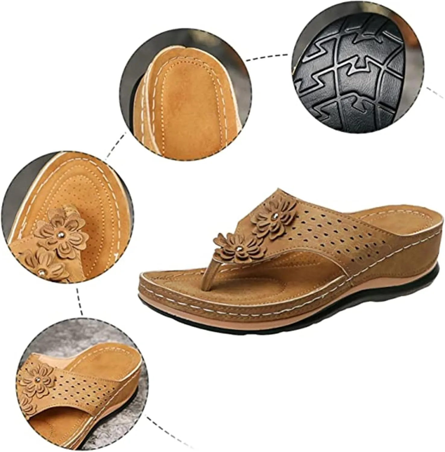 Ladmiple Orthotic Sandals Women Plantar Fasciitis Arch Support Comfortable Orthopedic Flip Flops Dressy Summer Walking Slides