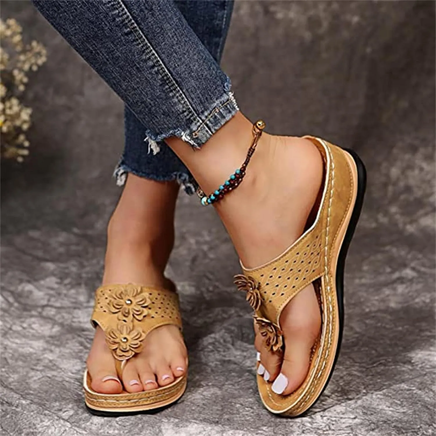 Ladmiple Orthotic Sandals Women Plantar Fasciitis Arch Support Comfortable Orthopedic Flip Flops Dressy Summer Walking Slides