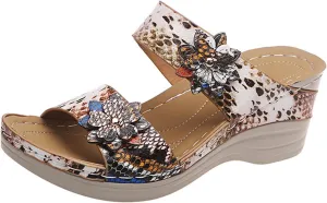 Ladmiple Sandals for Women Casual Summer 2023 Orthopedic Sandal with Arch Support Leopard Slippers Roman Open Toe Shoes