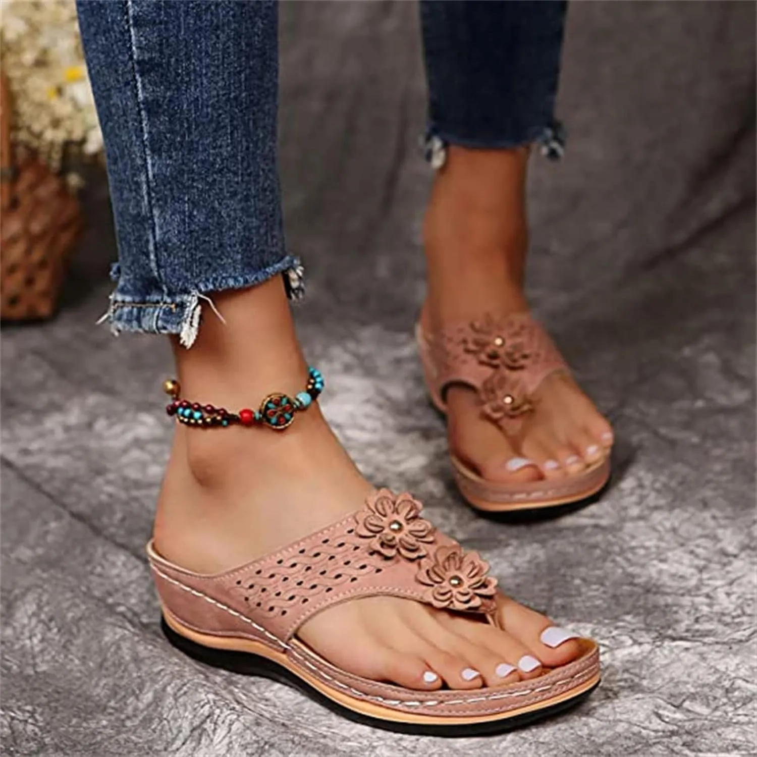 Ladmiple Sandals for Women Casual Summer 2023 Orthopedic Sandals Arch Support Slippers Roman Open Toe Flip Flops Shoes