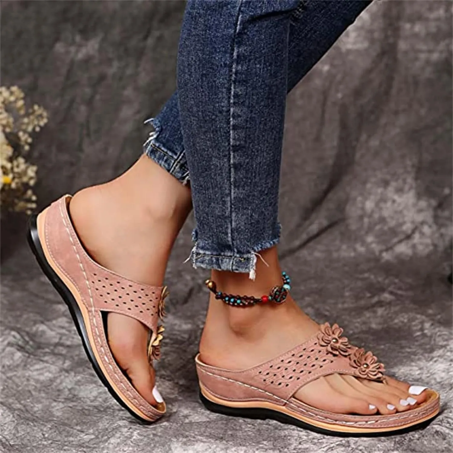 Ladmiple Sandals for Women Casual Summer 2023 Orthopedic Sandals Arch Support Slippers Roman Open Toe Flip Flops Shoes