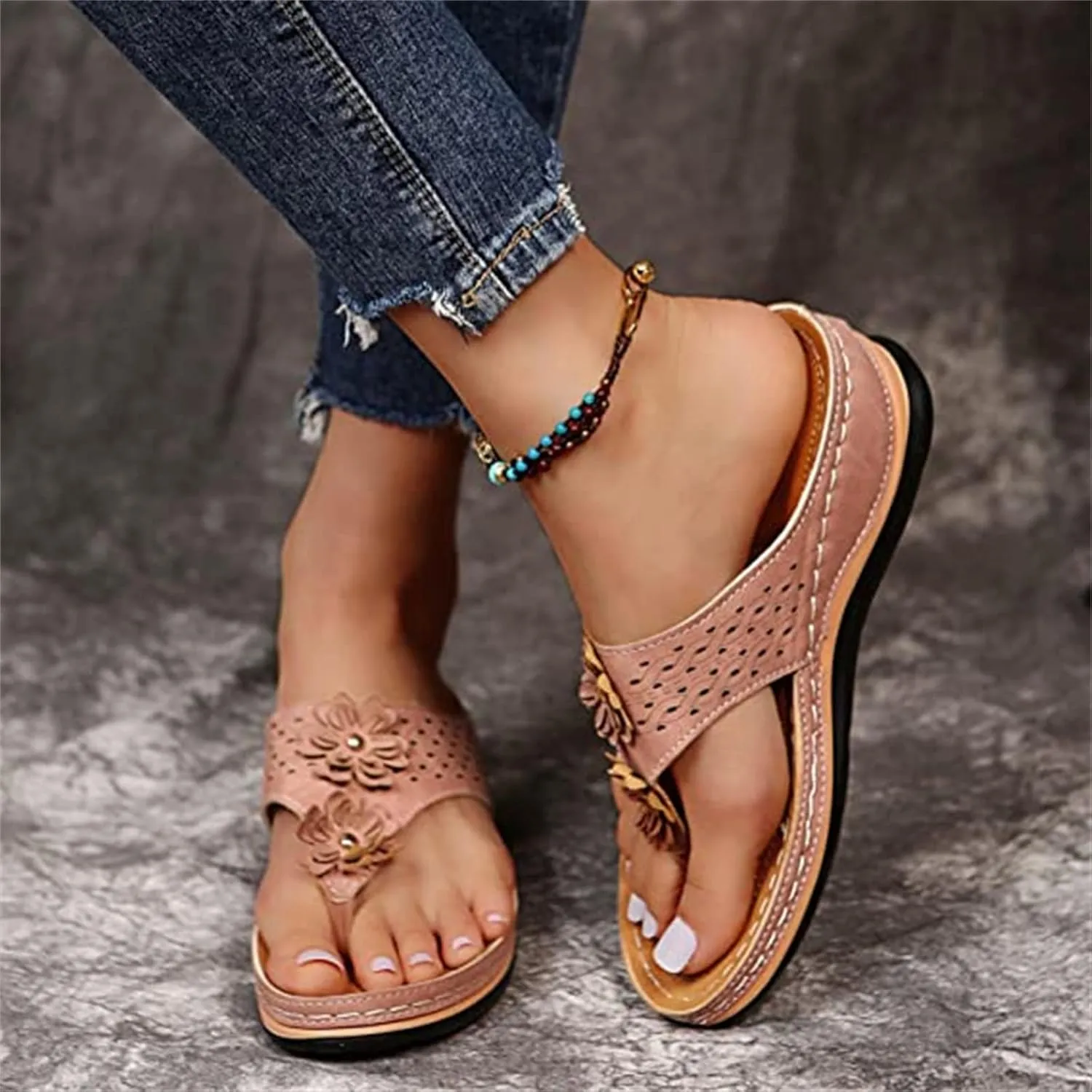 Ladmiple Sandals for Women Casual Summer 2023 Orthopedic Sandals Arch Support Slippers Roman Open Toe Flip Flops Shoes