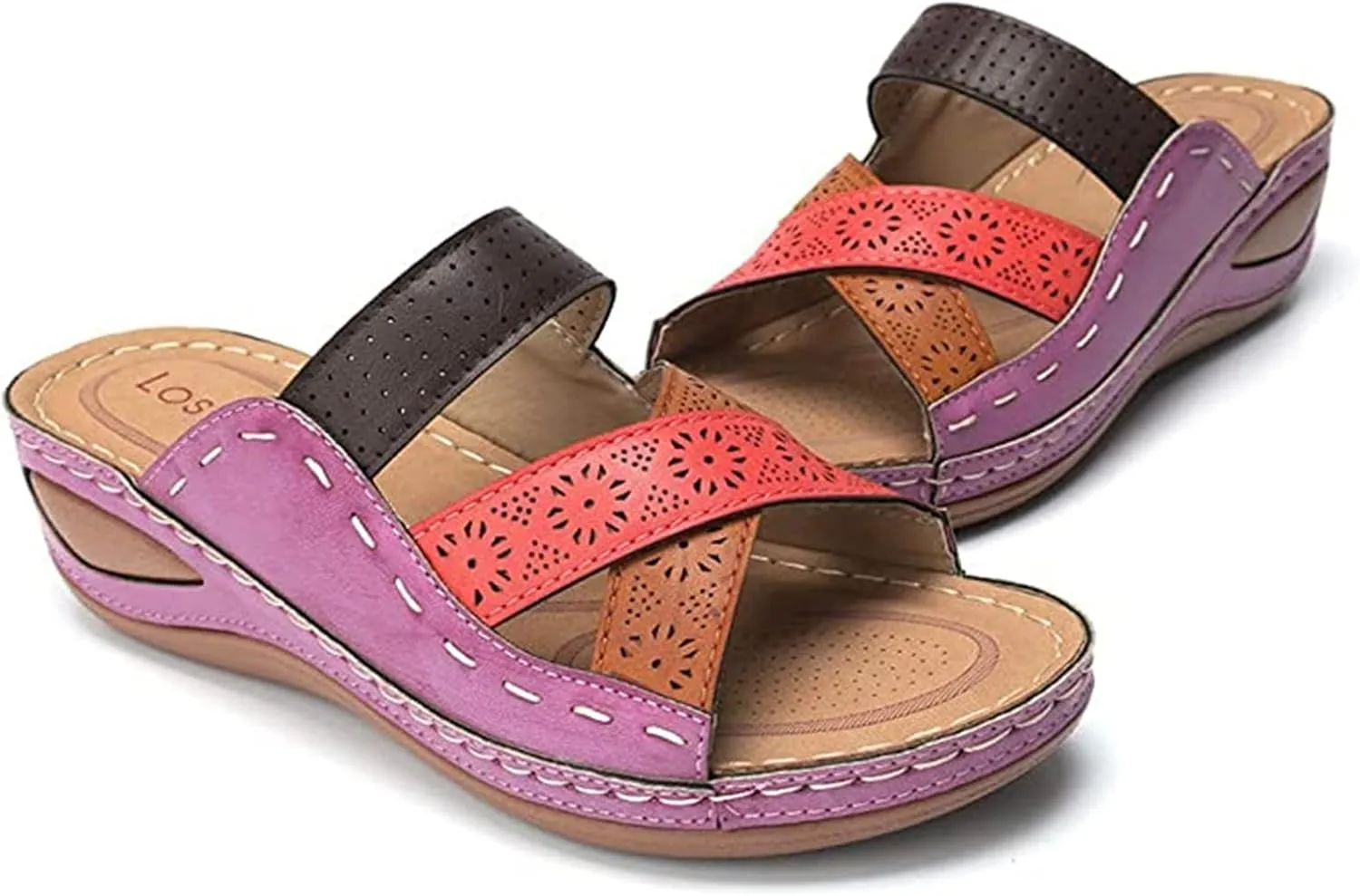 Ladmiple Sandals for Women Casual Summer 2023 Orthopedic Sandals with Arch Support Slippers Roman Open Toe Walking Shoes