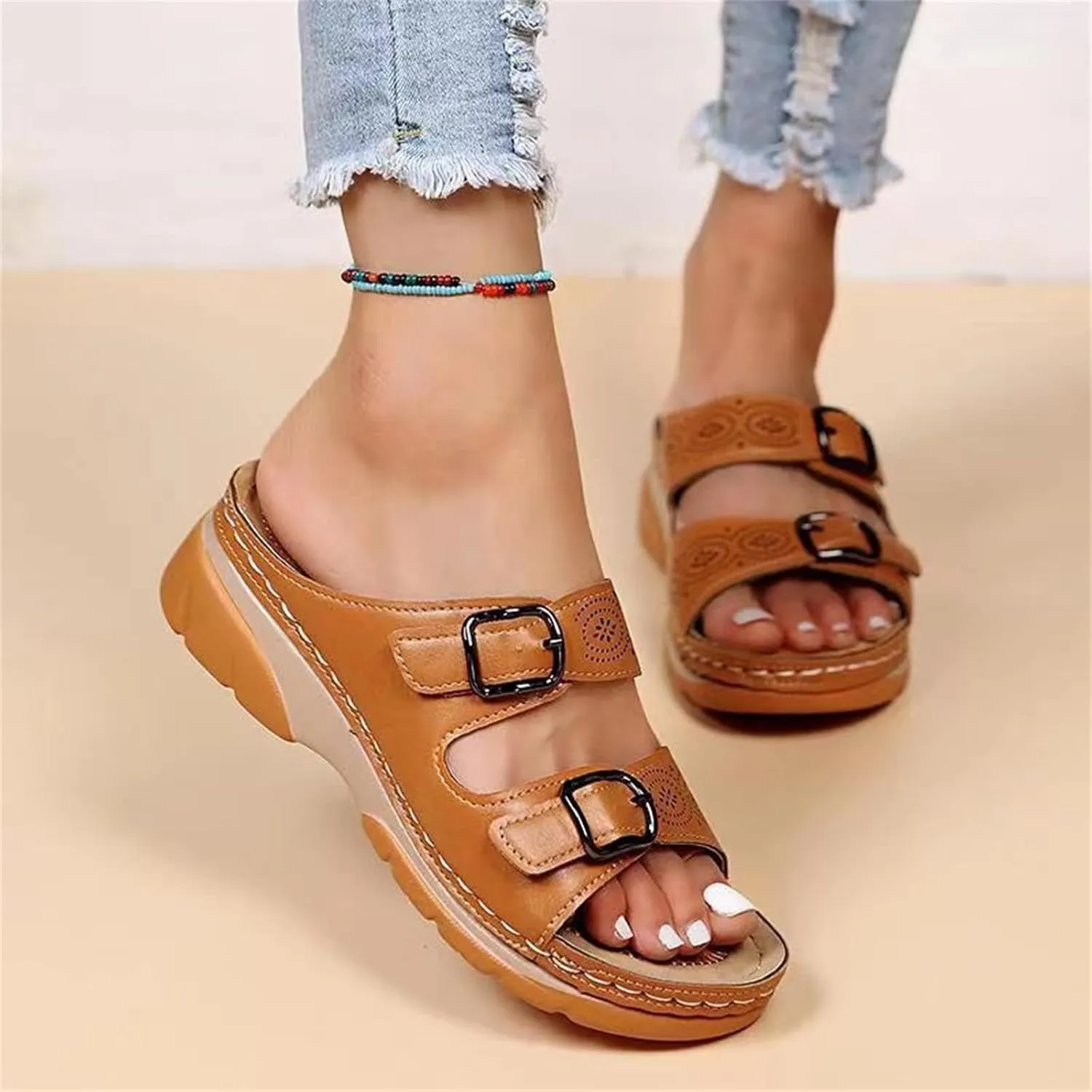 Ladmiple Sandals Women Beach Cute Orthotic Slides Comfortable Dressy Summer Walking Orthopedic Flip Flops with Arch Support